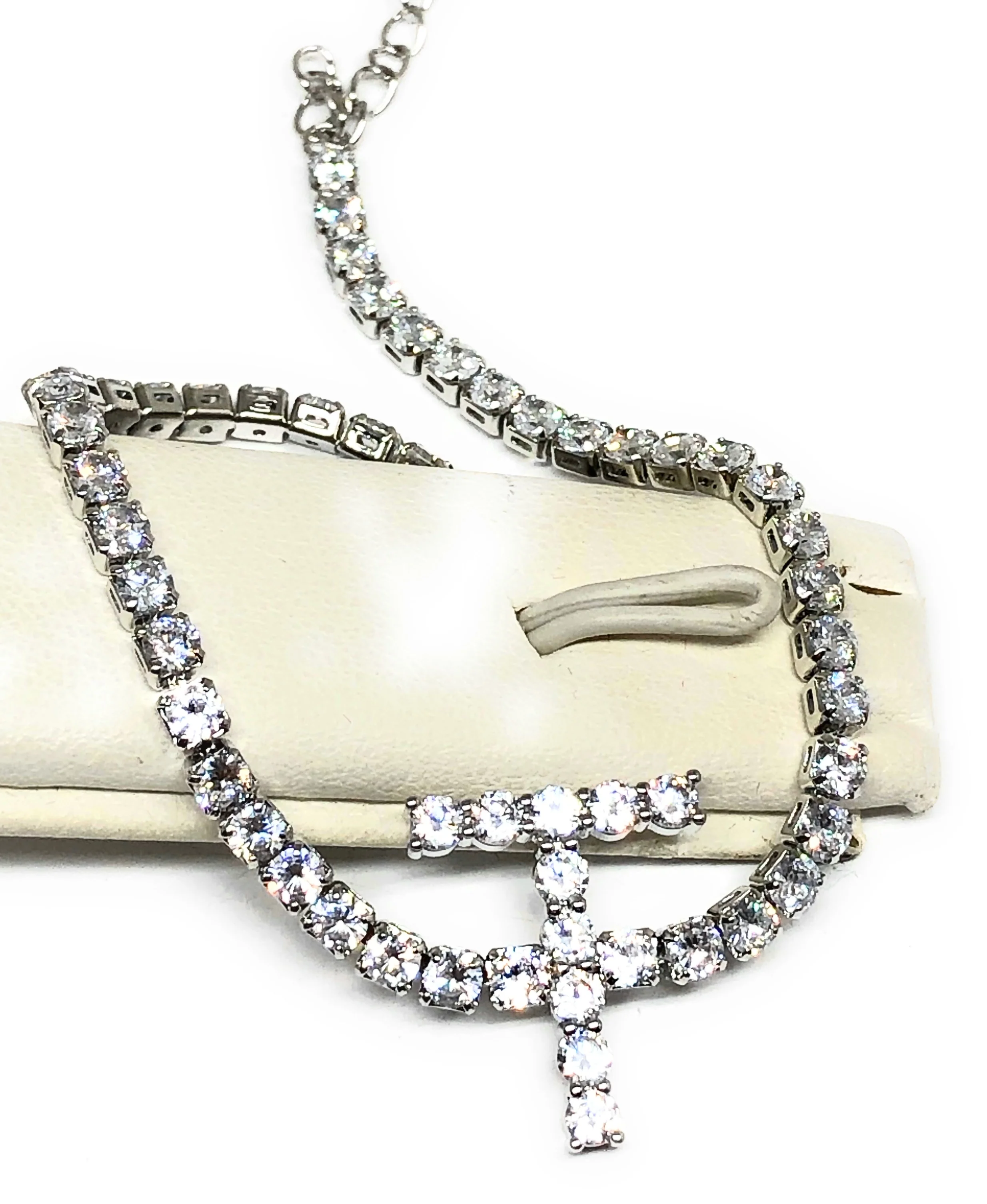 Gold Plated CUSTOMIZED CZ Block Initial Letter Tennis CZ Bracelet Adjustable 8 inch - Image 4