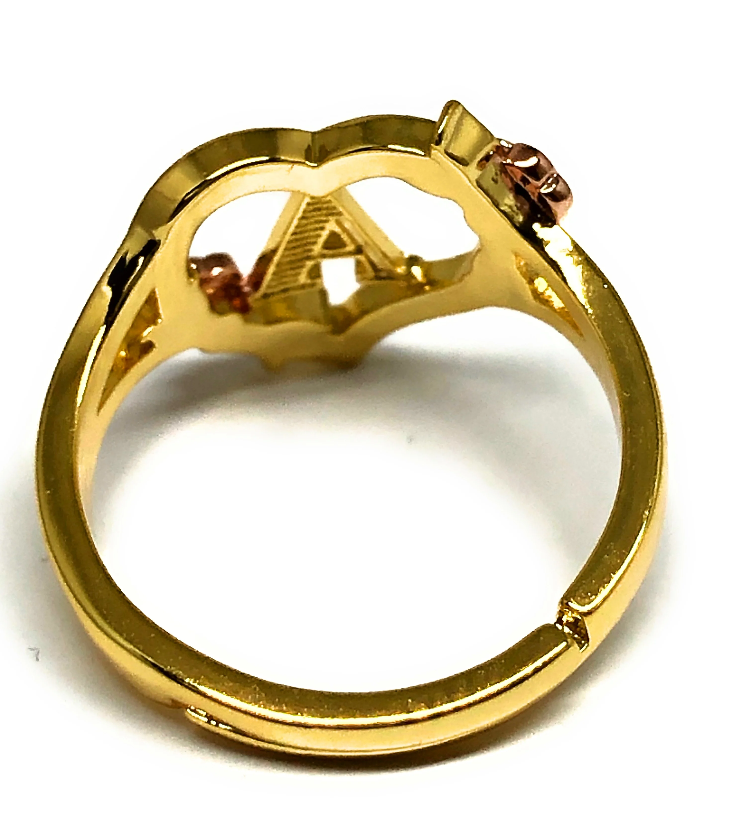 Gold Plated CUSTOMIZED Yellow & Rose Gold Heart Initial Letter Ring Anillo Adjustable sizes 6-12 - Image 3