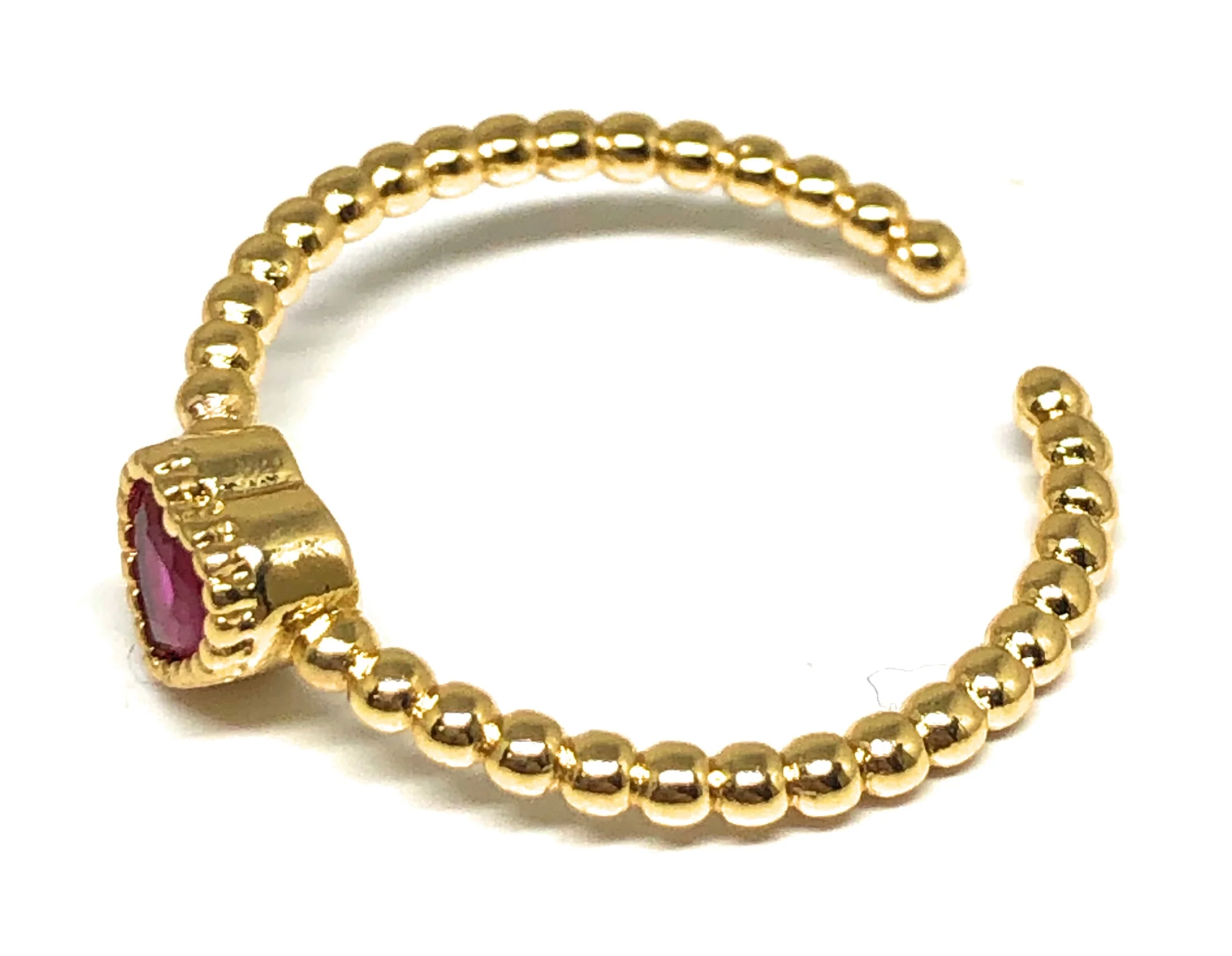 Gold Plated CZ Color Heart Band Adjustable Ring Anillo - Image 3
