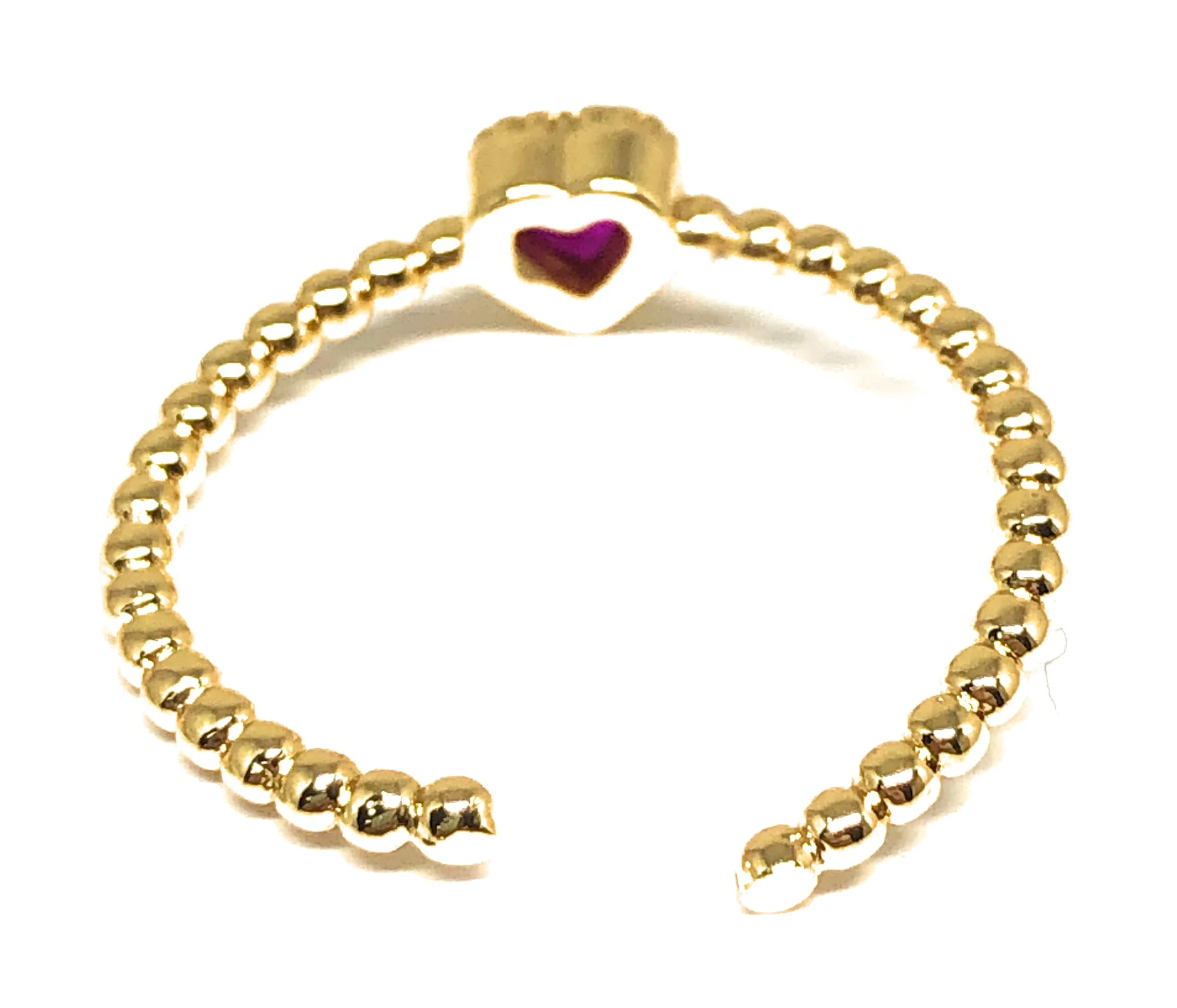 Gold Plated CZ Color Heart Band Adjustable Ring Anillo - Image 4