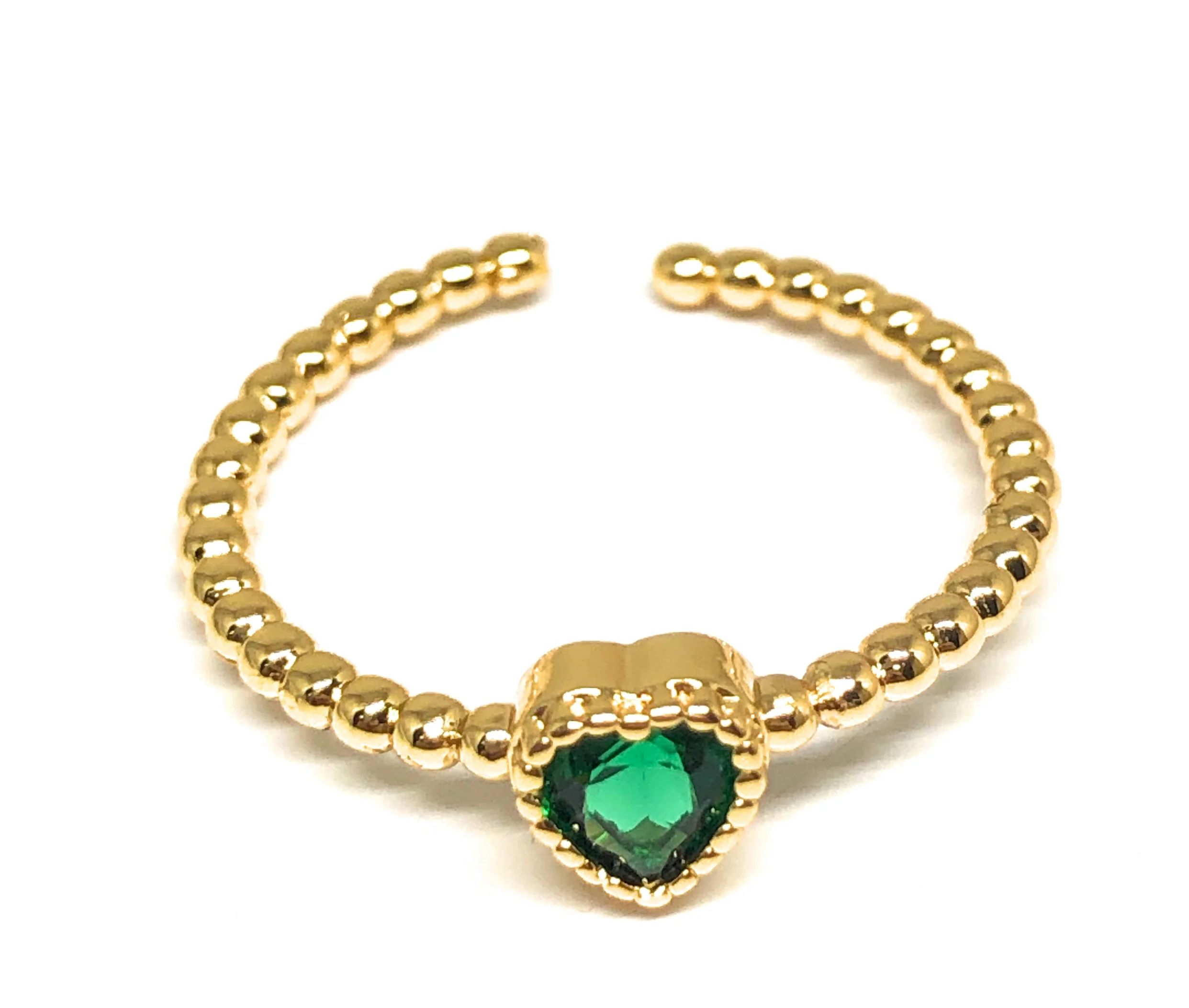 Gold Plated CZ Color Heart Band Adjustable Ring Anillo - Image 5