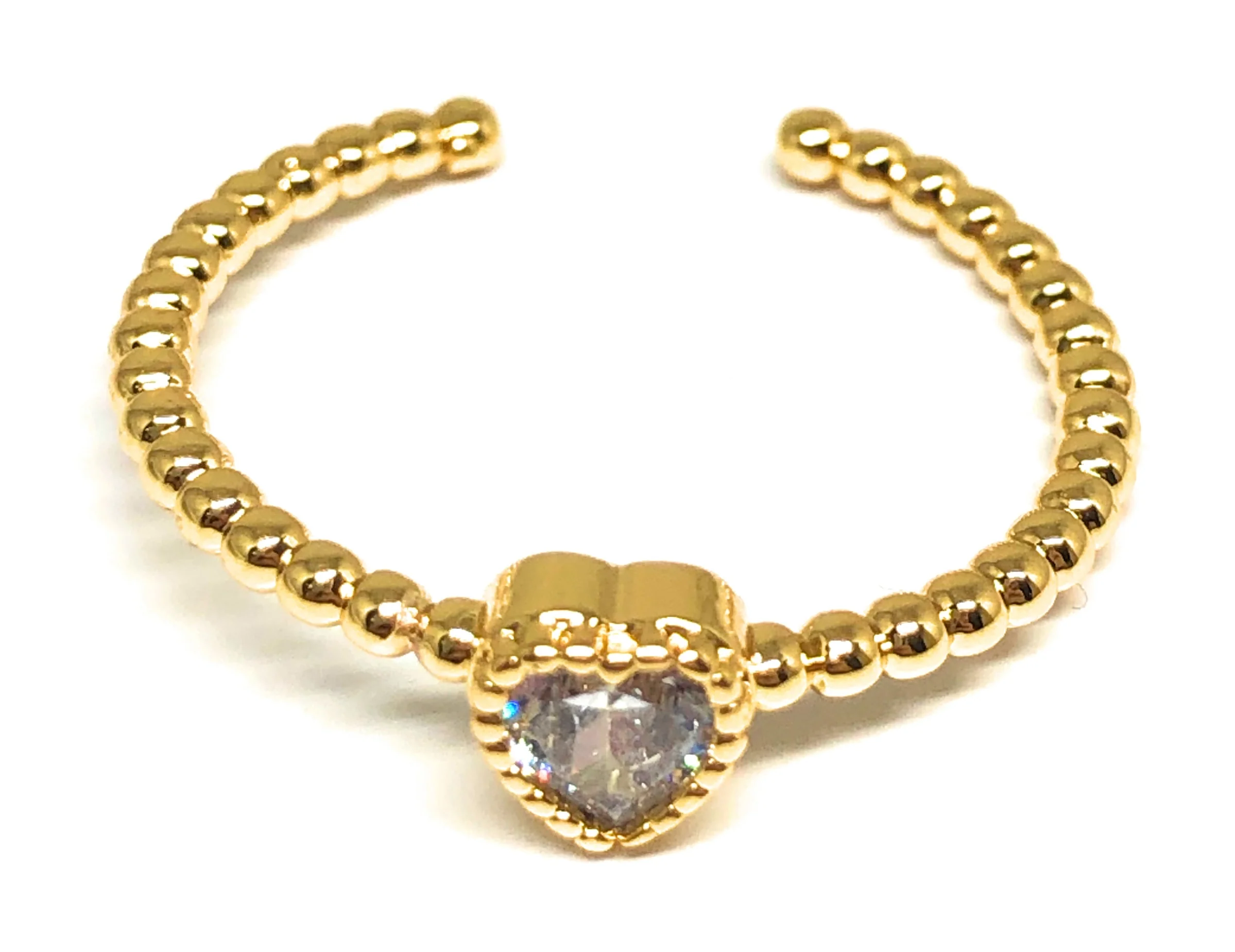 Gold Plated CZ Color Heart Band Adjustable Ring Anillo - Image 7