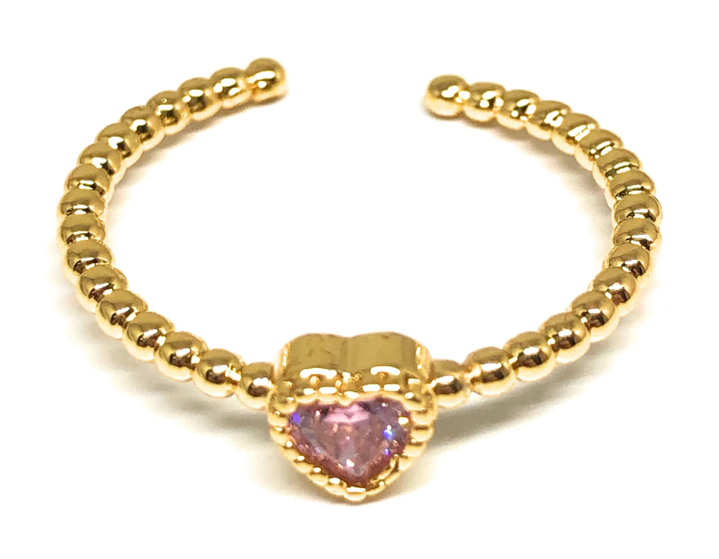 Gold Plated CZ Color Heart Band Adjustable Ring Anillo - Image 8