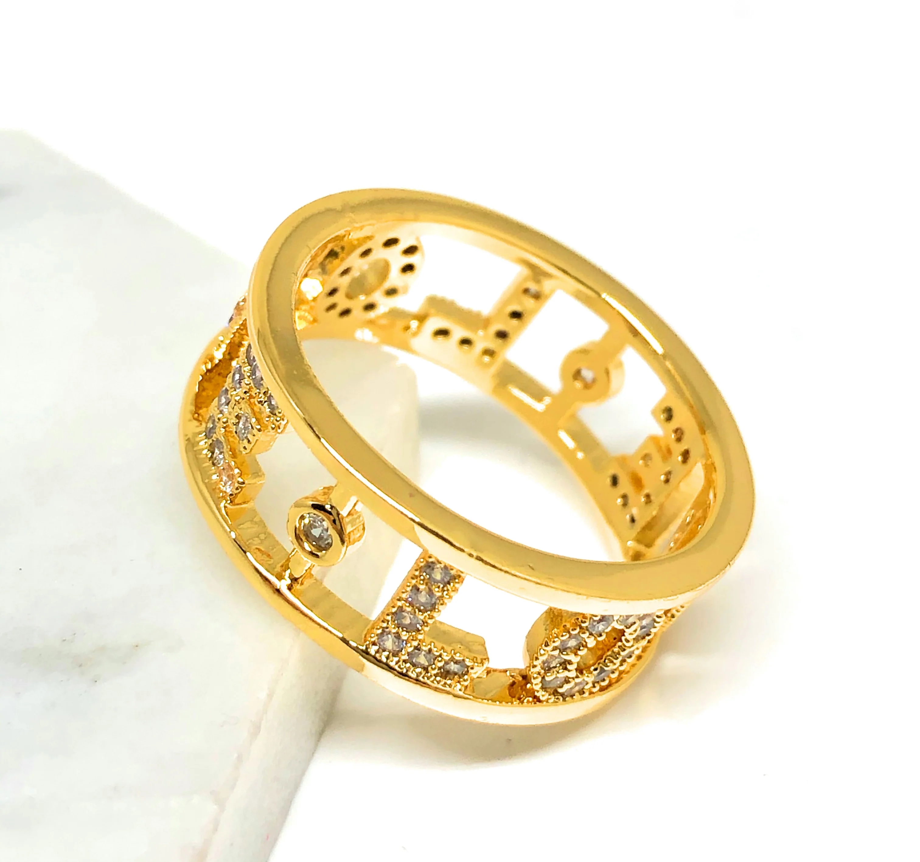 Gold Plated CZ LOVE Ring Anillo AMOR - Image 2