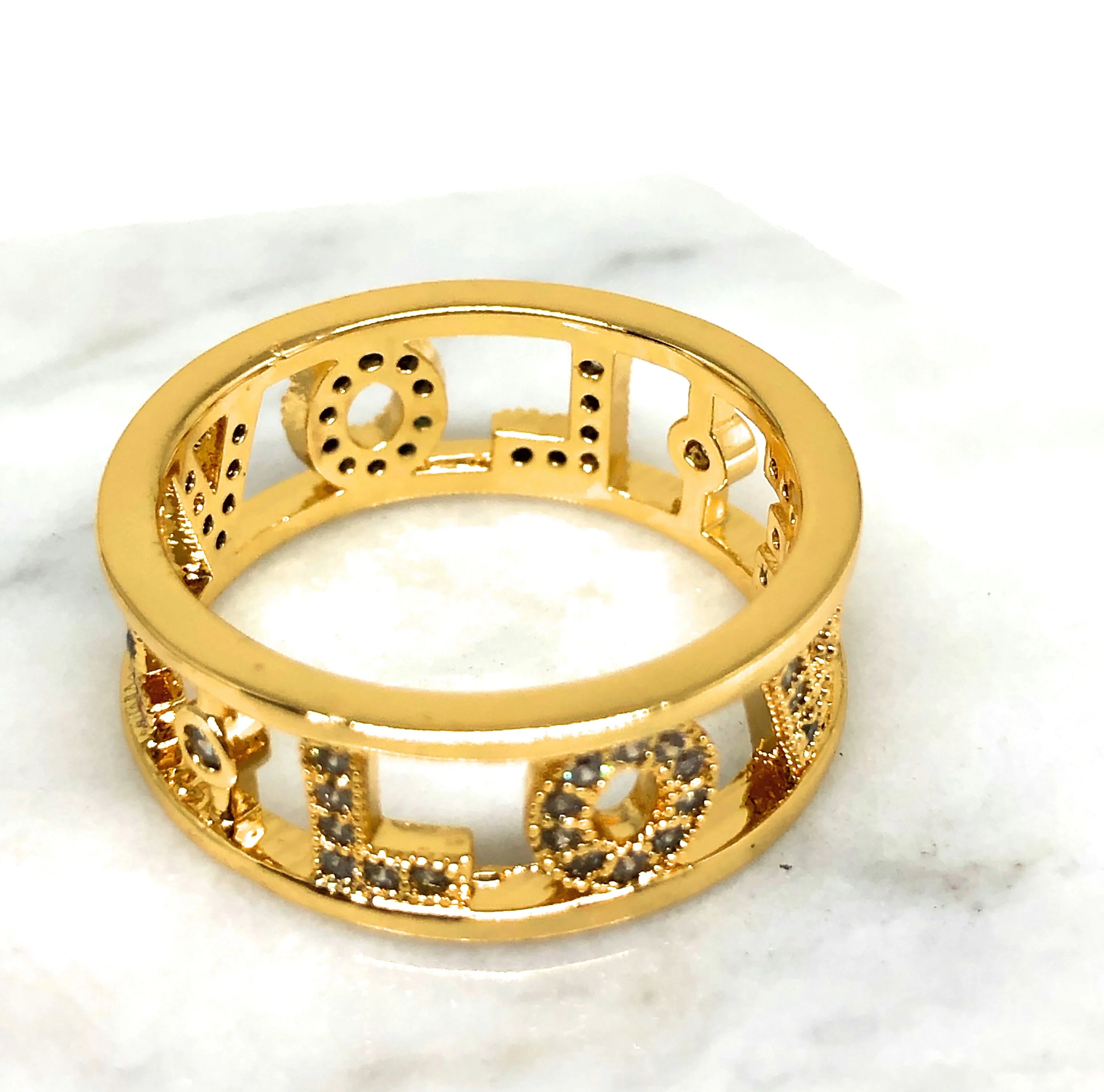 Gold Plated CZ LOVE Ring Anillo AMOR - Image 3