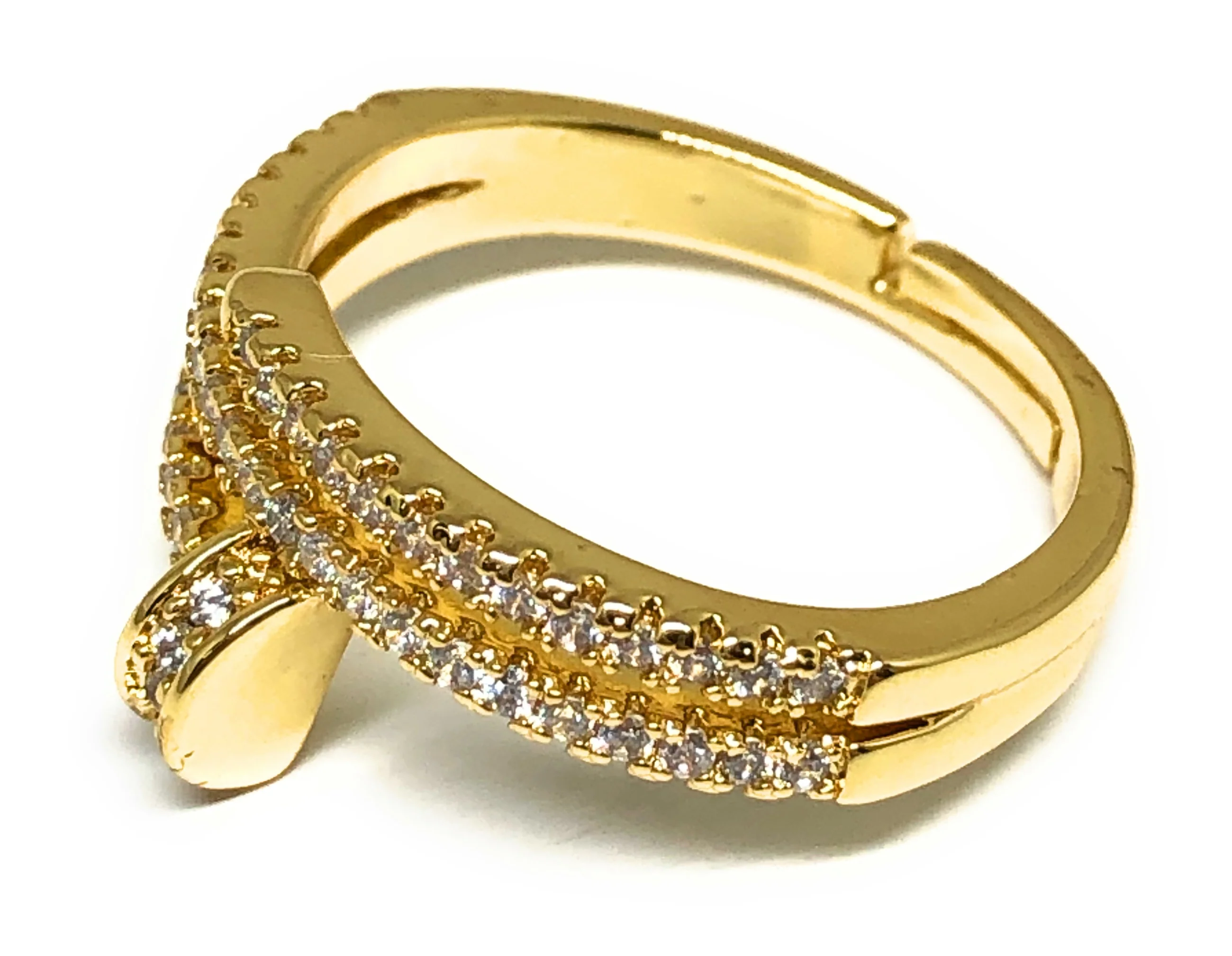 Gold Plated CZ Nail Adjustable Ring Anillo Clavo - Image 2