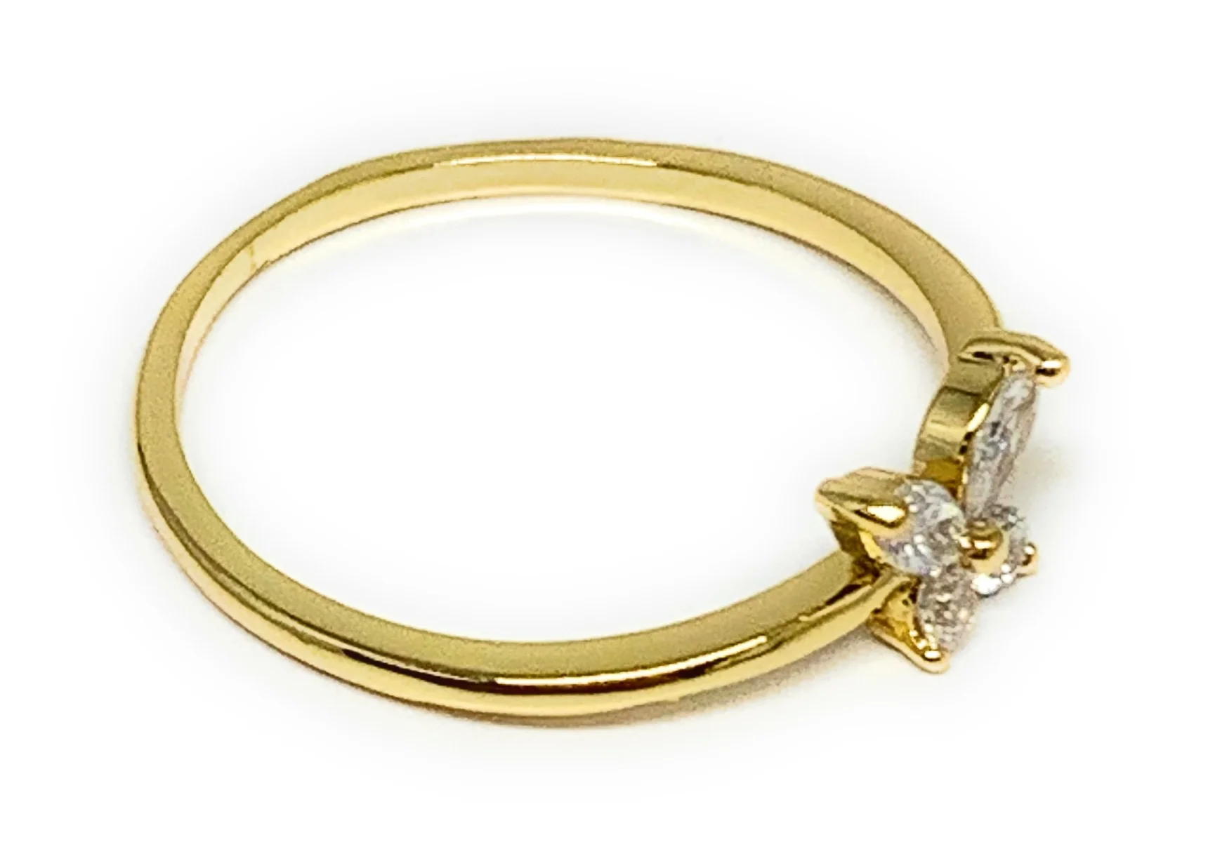 Gold Plated Dainty CZ Butterfly Ring Anillo - Image 2