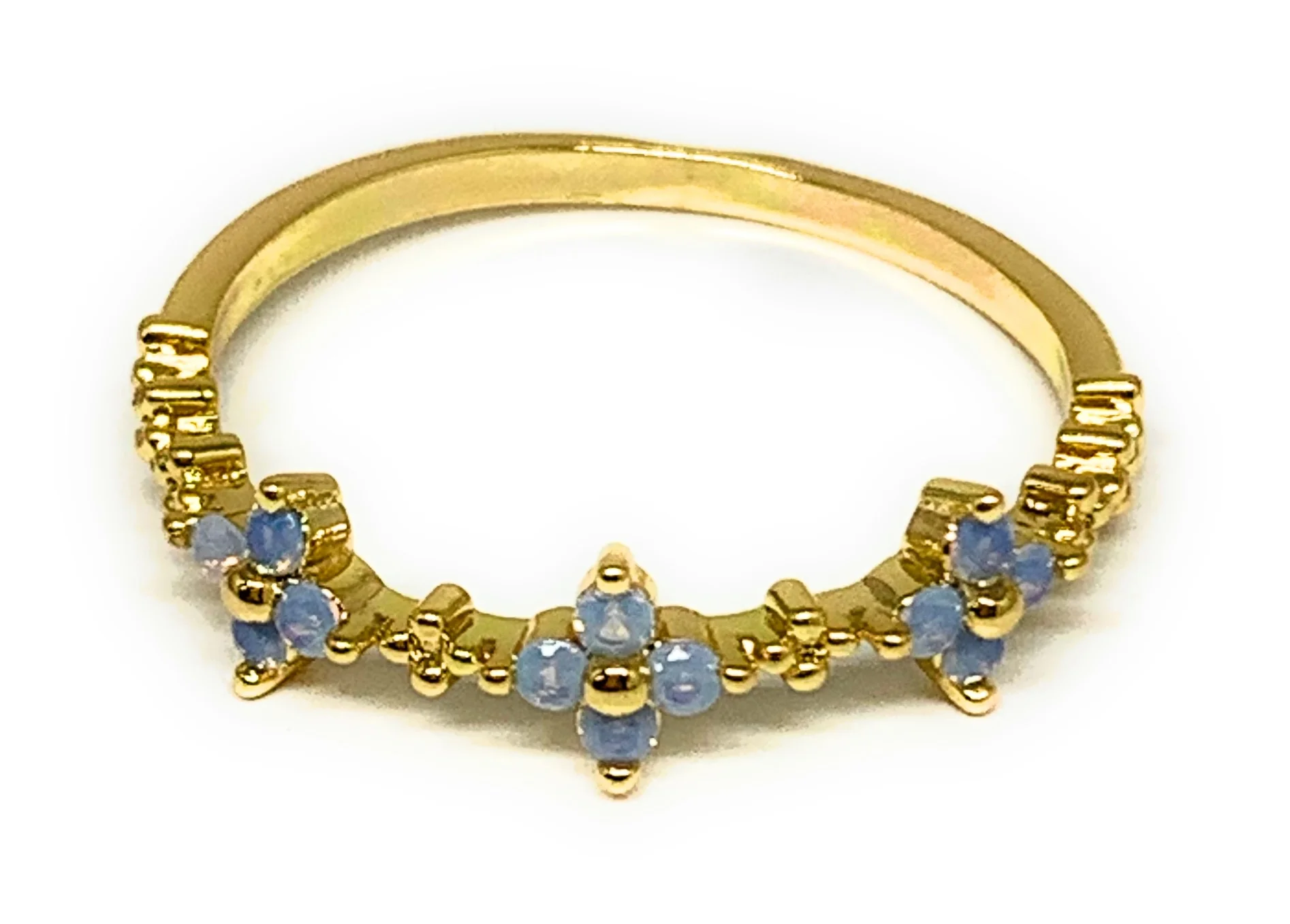 Gold Plated Dainty Flower Band Ring Anillo