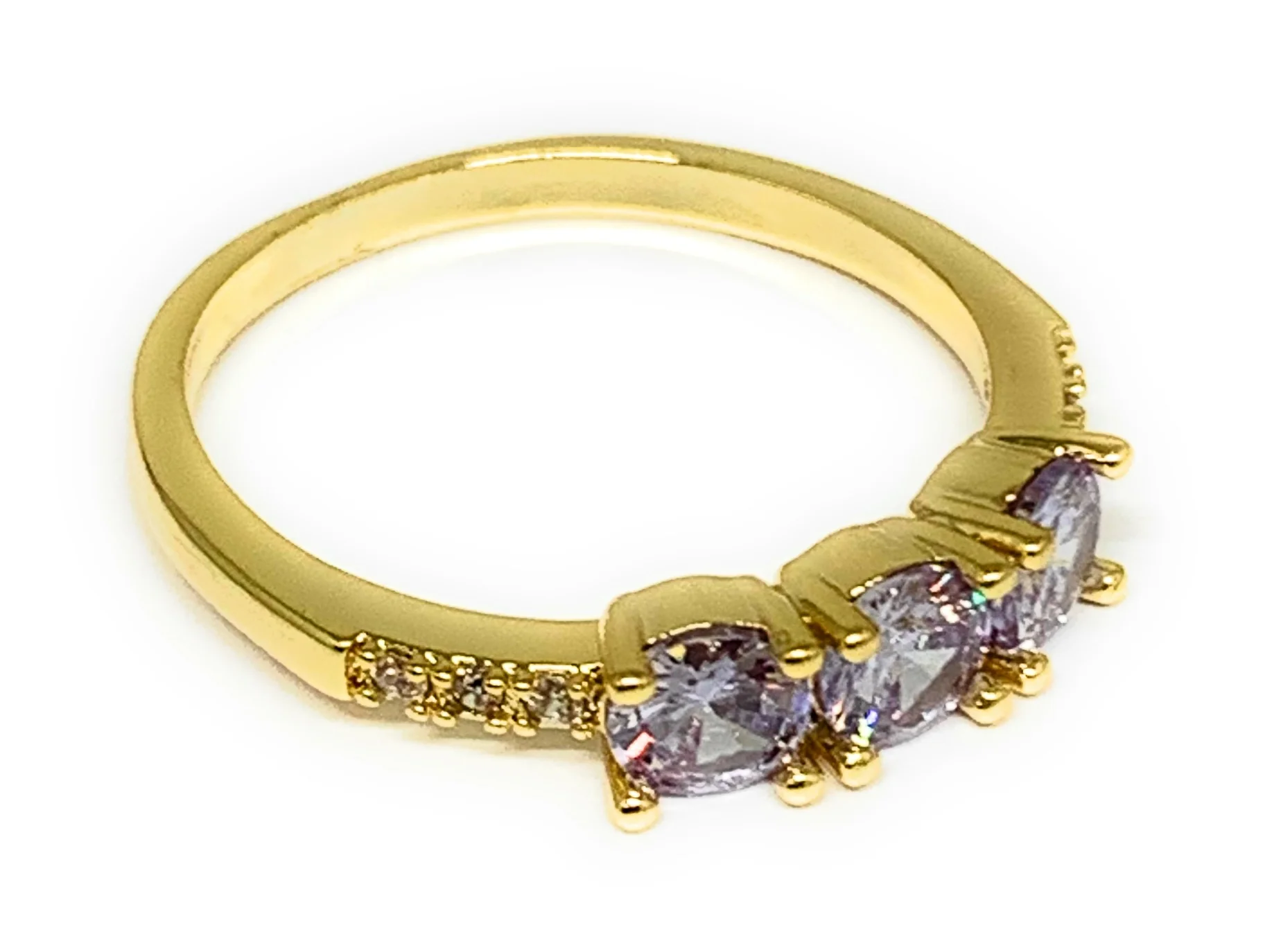 Gold Plated Dainty Purple CZ Band Ring Anillo - Image 2