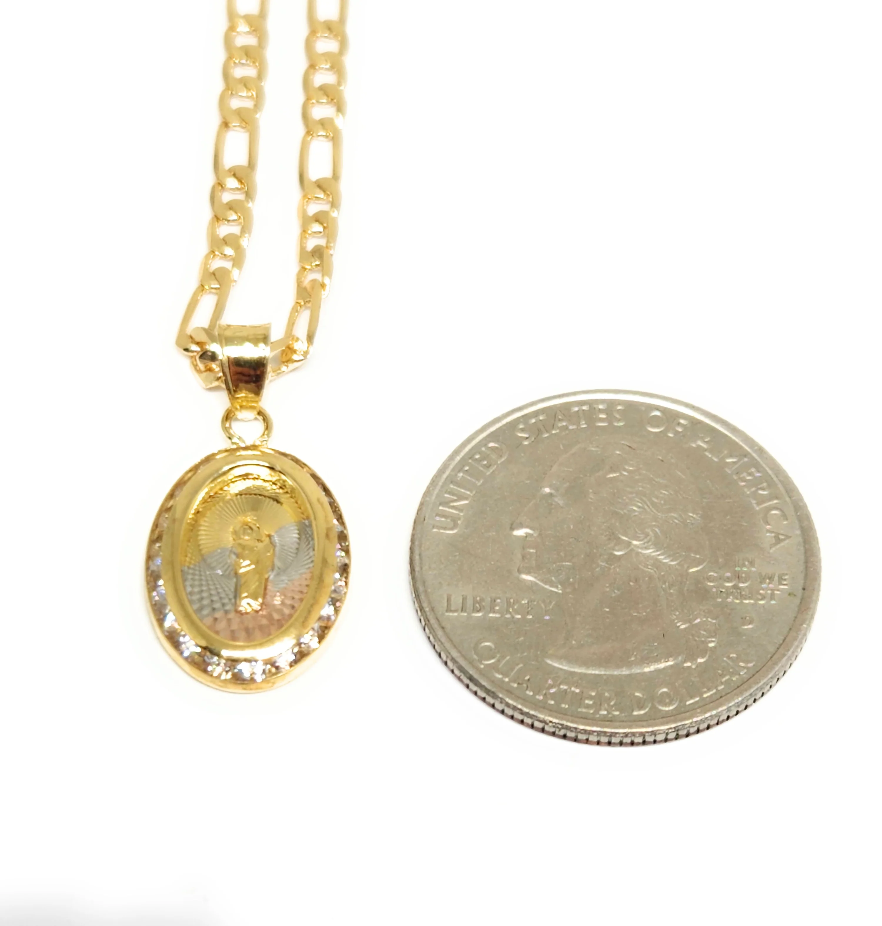 Gold Plated DAINTY  Saint Jude OVAL Pendant Necklace 18" Medalla San Judas Tadeo - Image 4