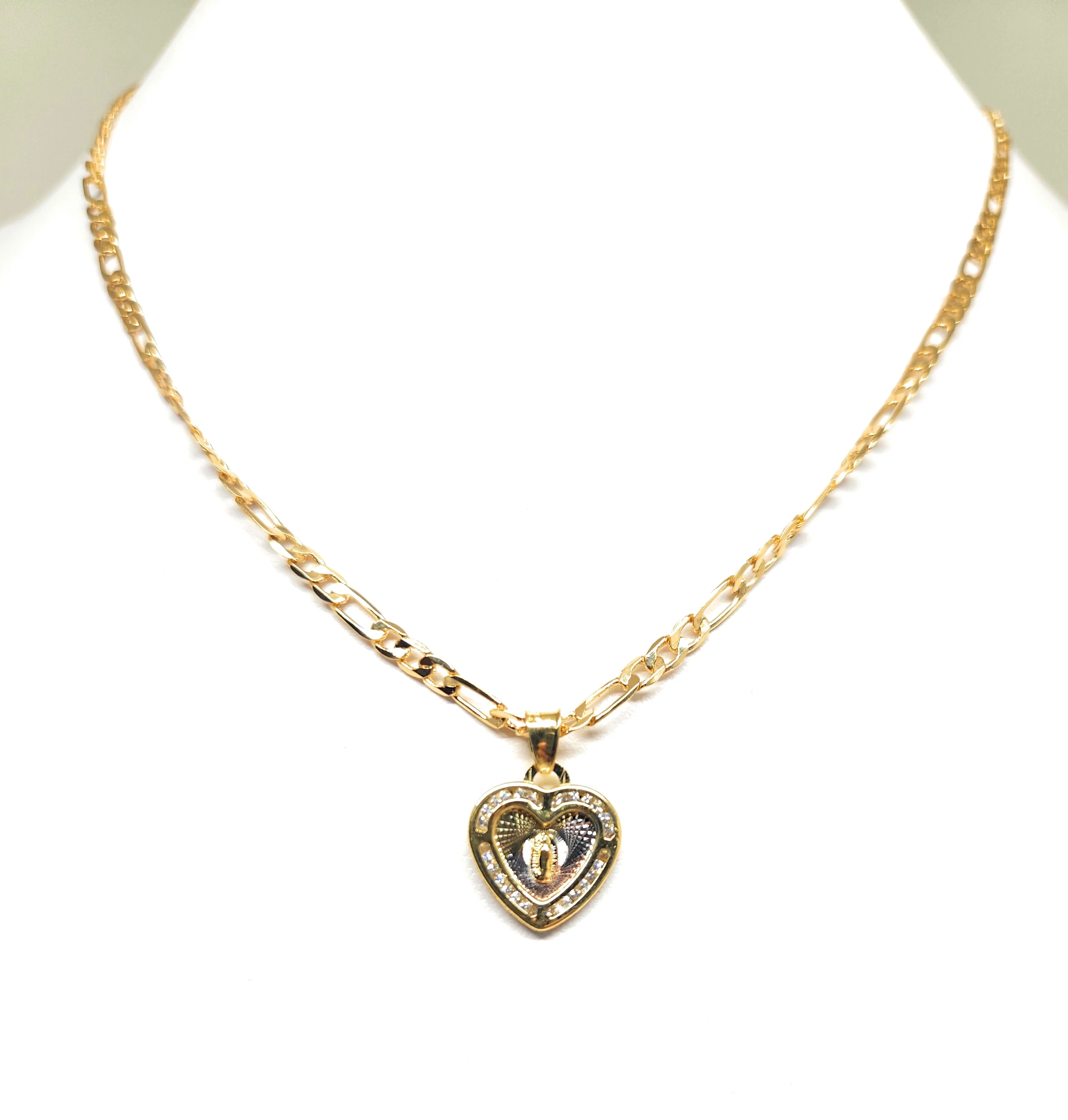 Gold Plated DAINTY Virgin Mary HEART Pendant Necklace 18" Virgen Guadalupe Medalla - Image 5