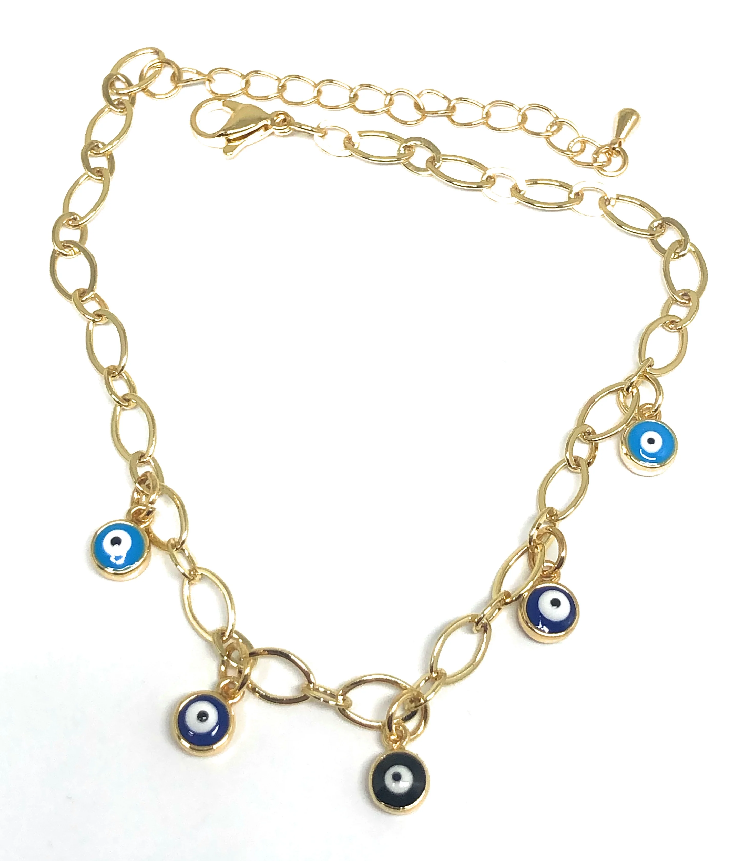 Gold Plated Evil Eye Ankle Bracelet 8-11” - Image 2