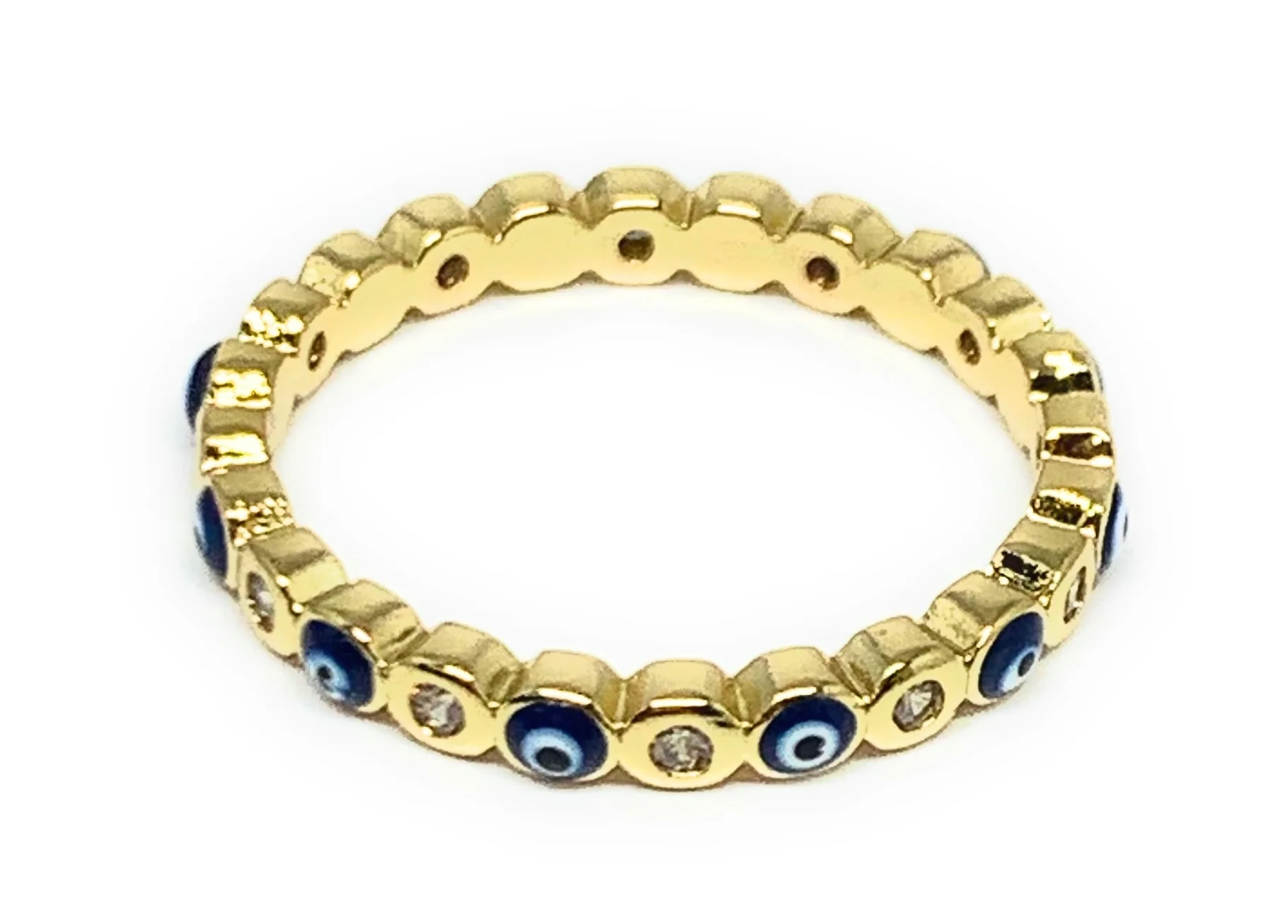 Gold Plated Evil Eye Mini Band Ring Anillo (RED, GREEN, LIGHT BLUE, DARK BLUE) - Image 6