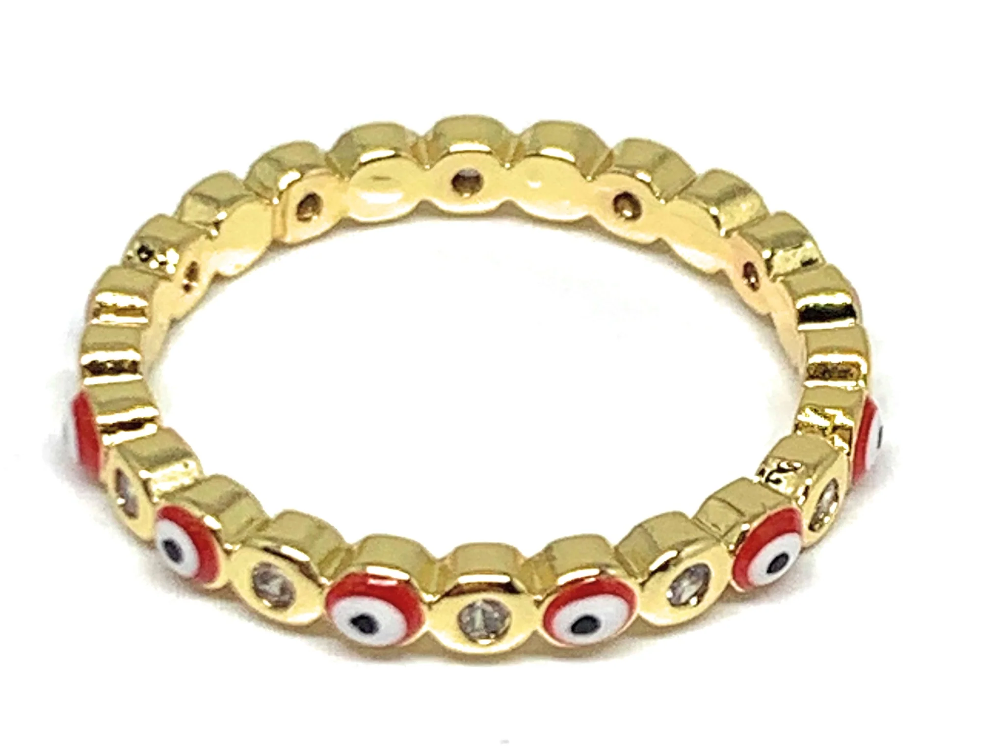 Gold Plated Evil Eye Mini Band Ring Anillo (RED, GREEN, LIGHT BLUE, DARK BLUE) - Image 9
