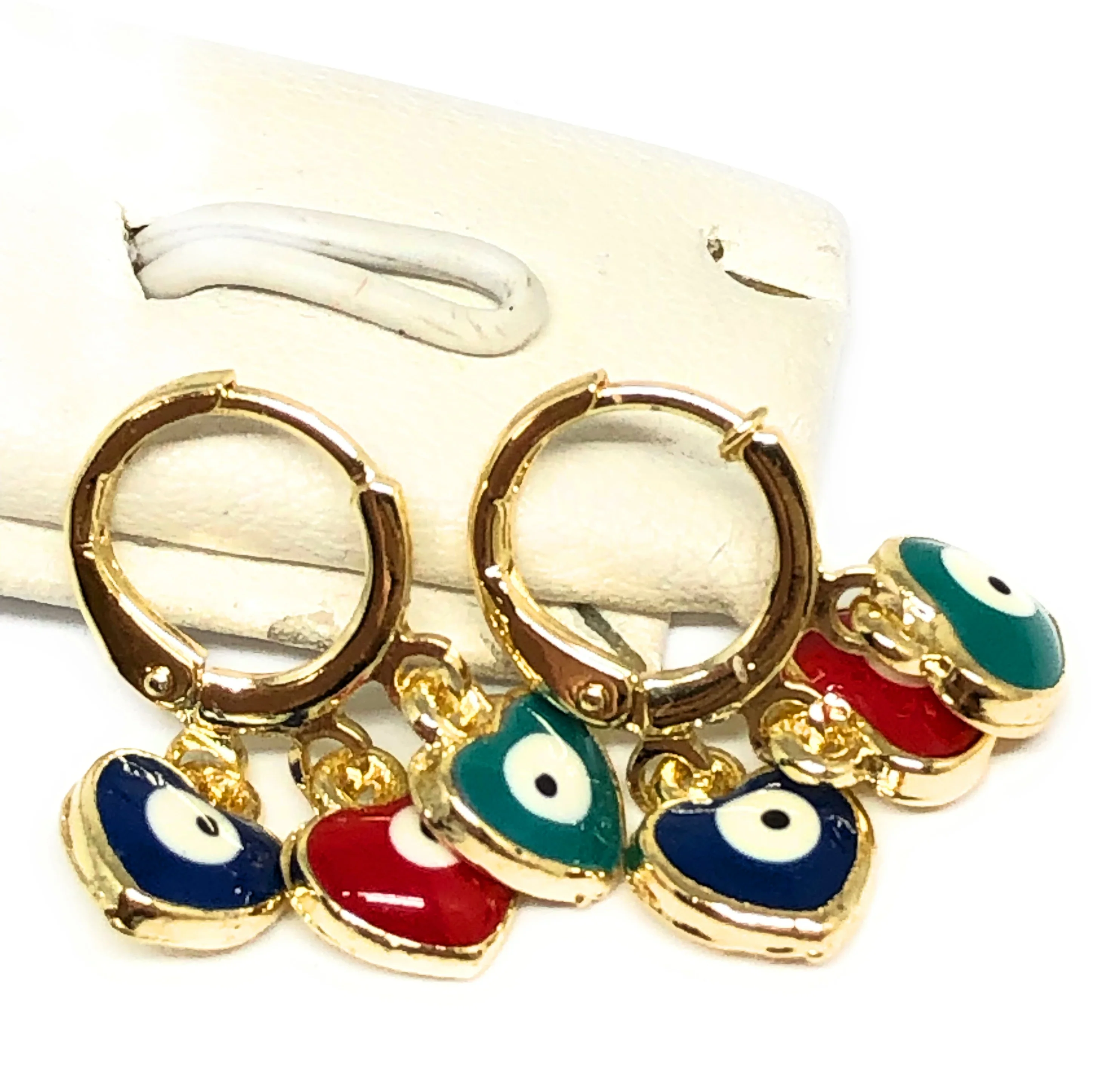 Gold Plated Evil Eye MINI MULTI-COLOR Dangle Earrings Aretes Arracadas