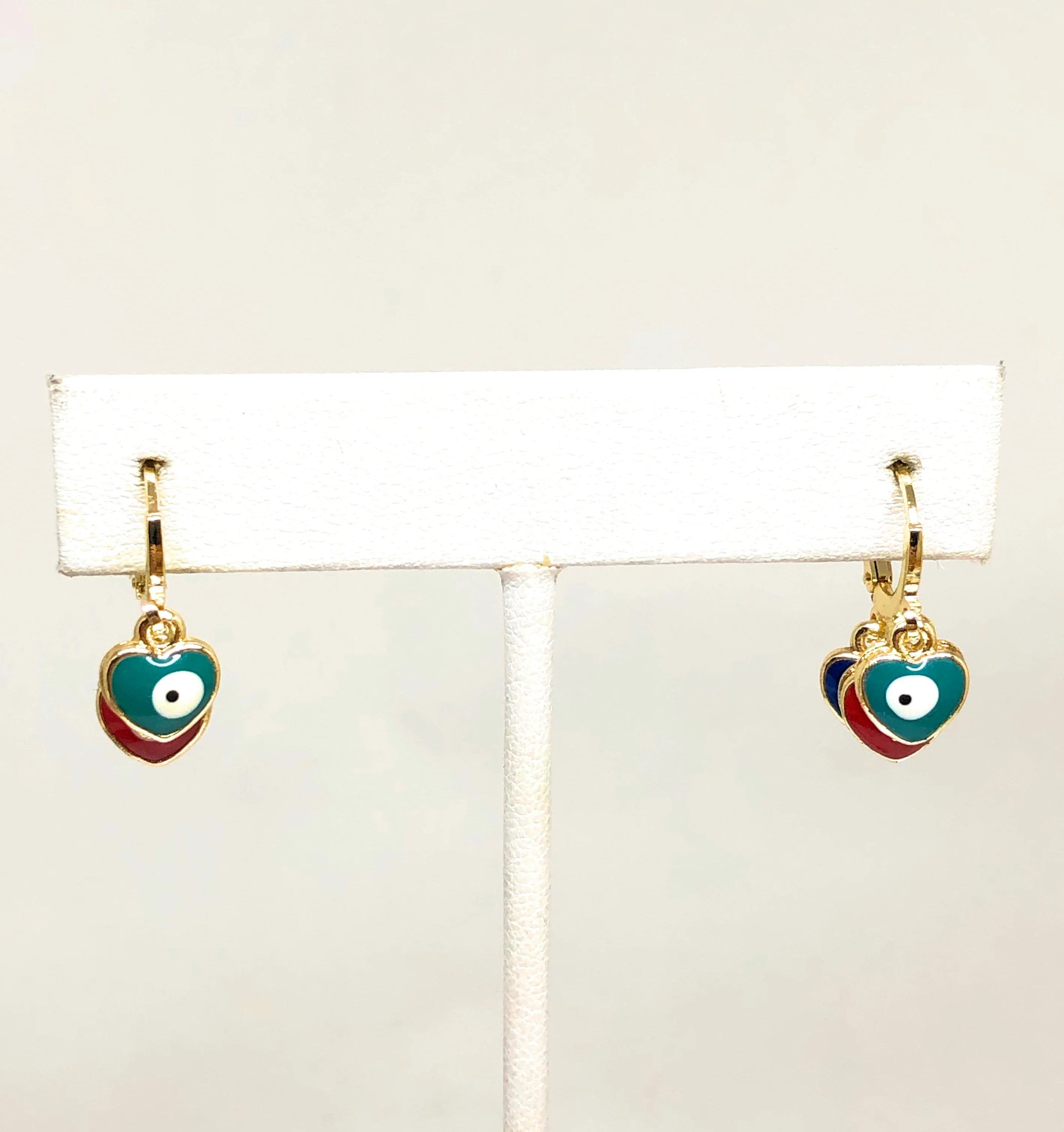 Gold Plated Evil Eye MINI MULTI-COLOR Dangle Earrings Aretes Arracadas - Image 6