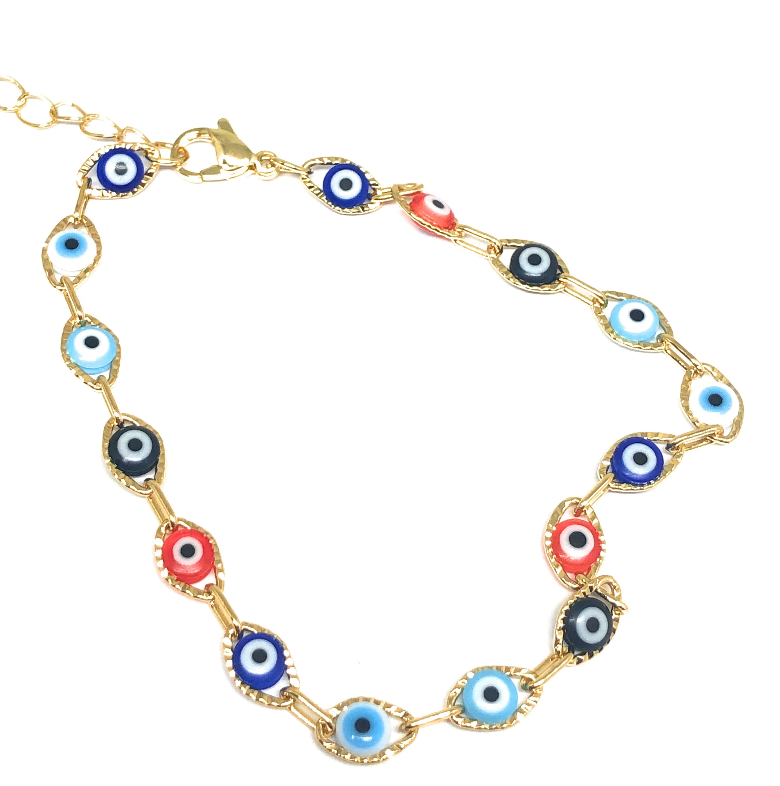 Gold Plated Evil Eye Multi-Color Bracelet 8-10 inch - Image 2
