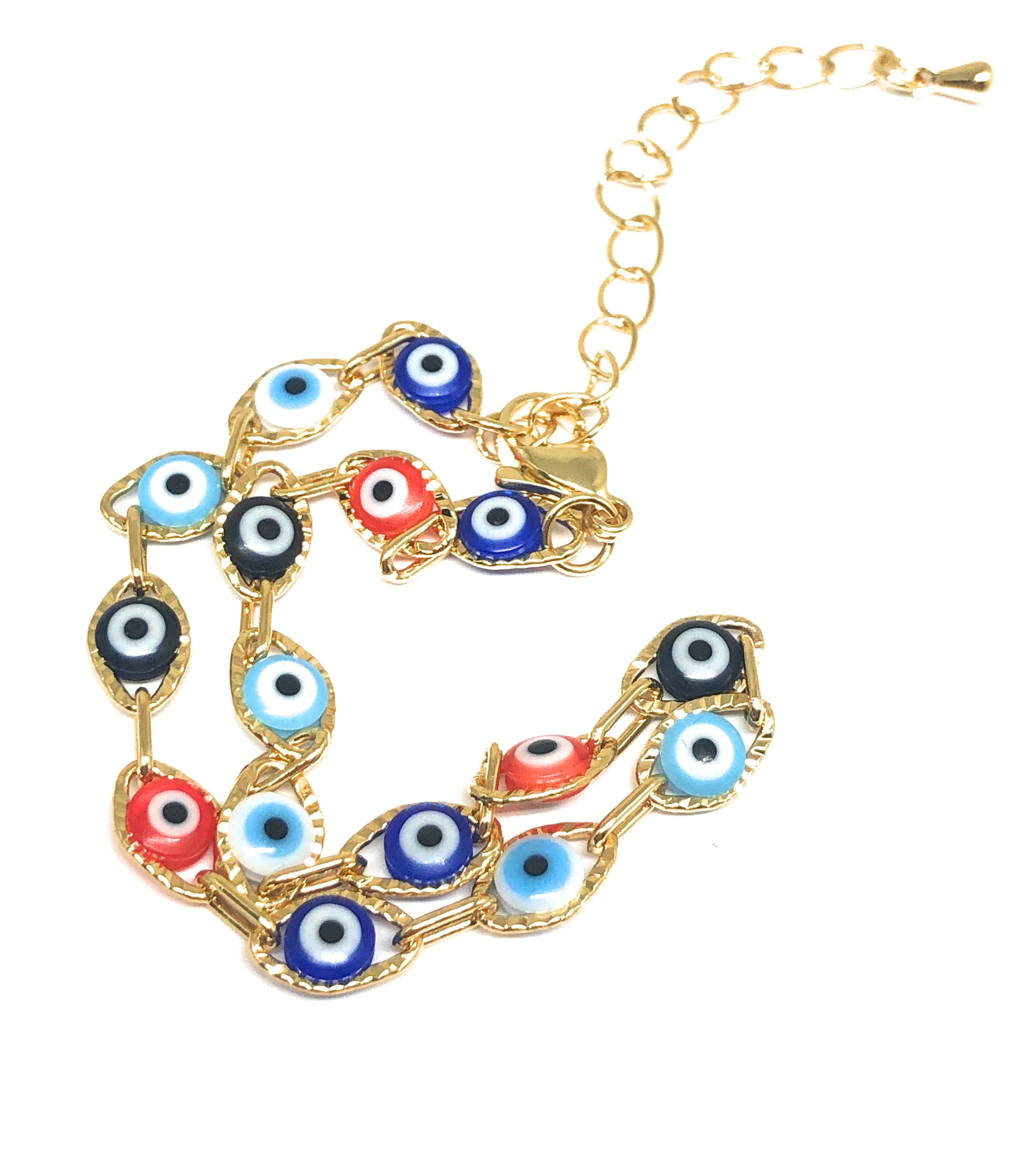 Gold Plated Evil Eye Multi-Color Bracelet 8-10 inch - Image 3