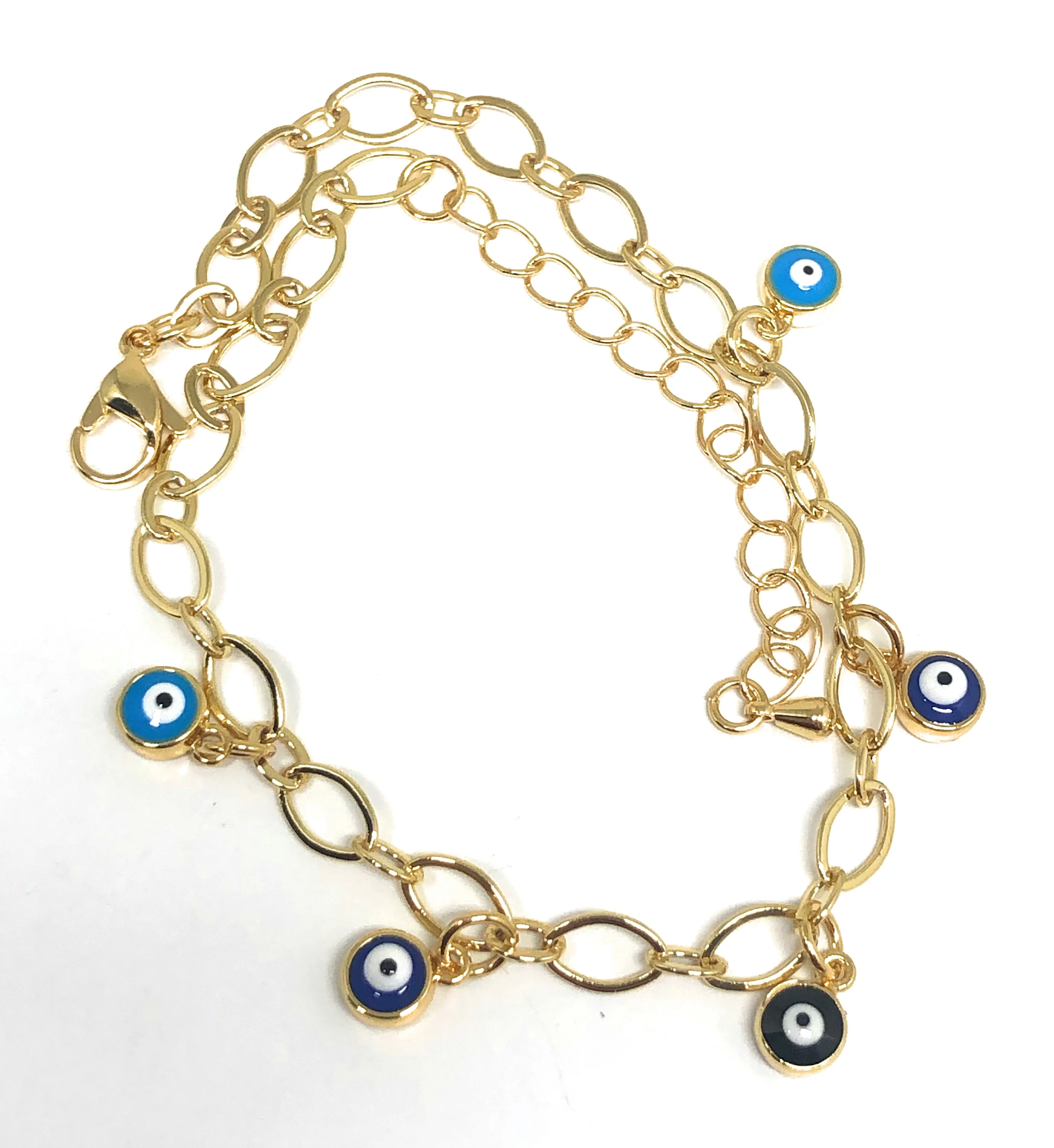 Gold Plated Evil Eye Multi-Color Bracelet 8-10 inch