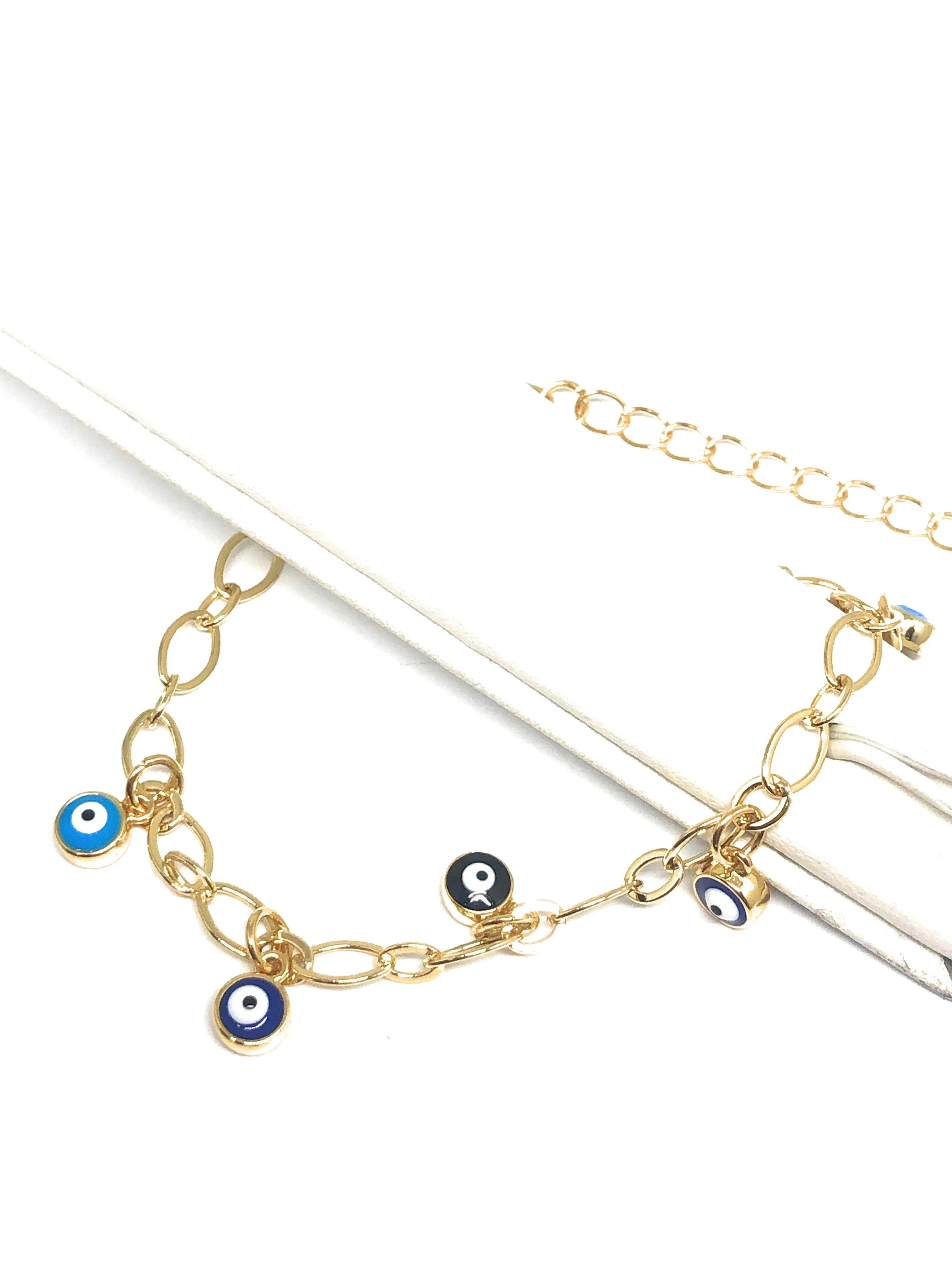Gold Plated Evil Eye Multi-Color Bracelet 8-10 inch - Image 3