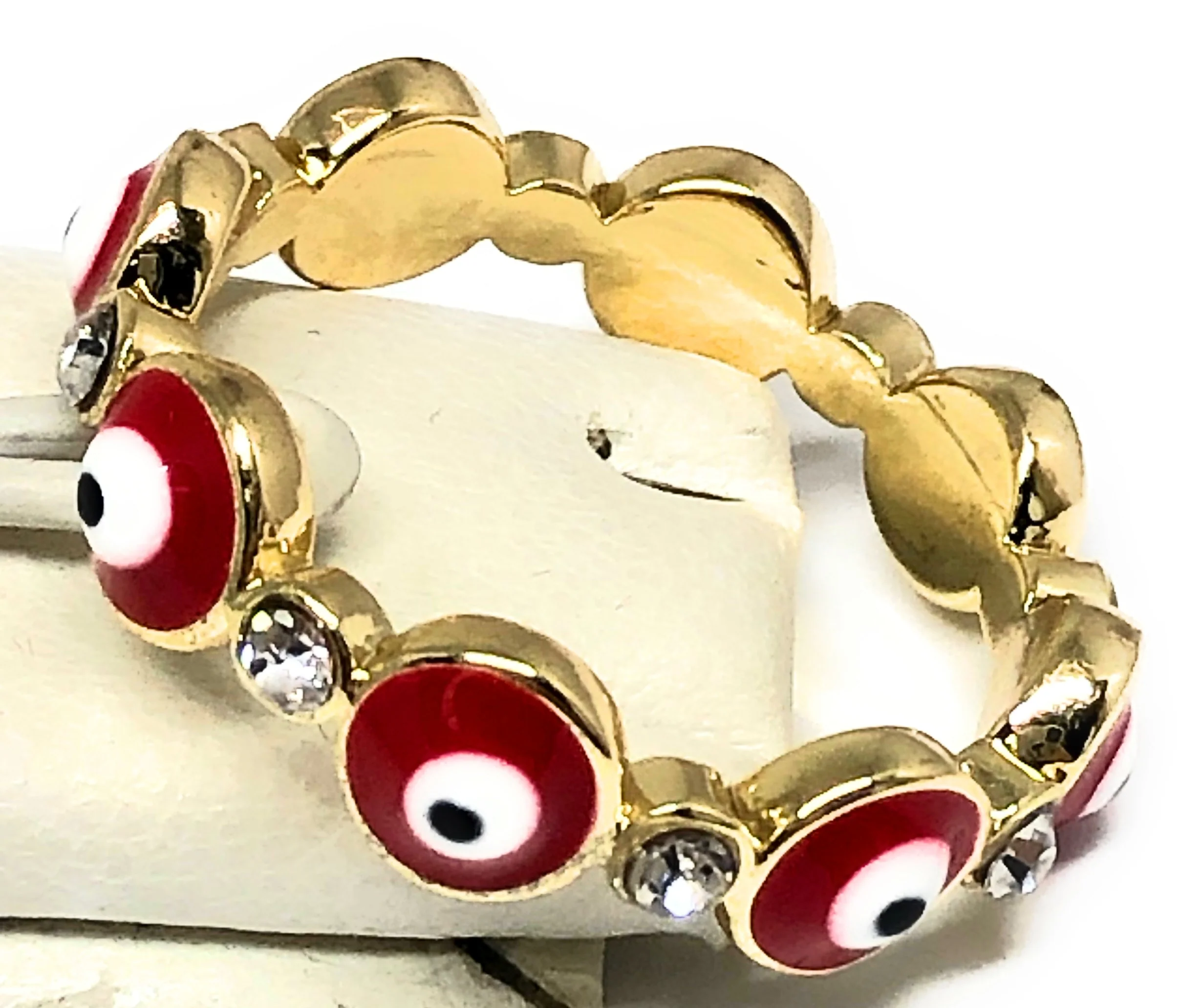 Gold Plated Evil Eye RED Band Ring Anillo - Image 2