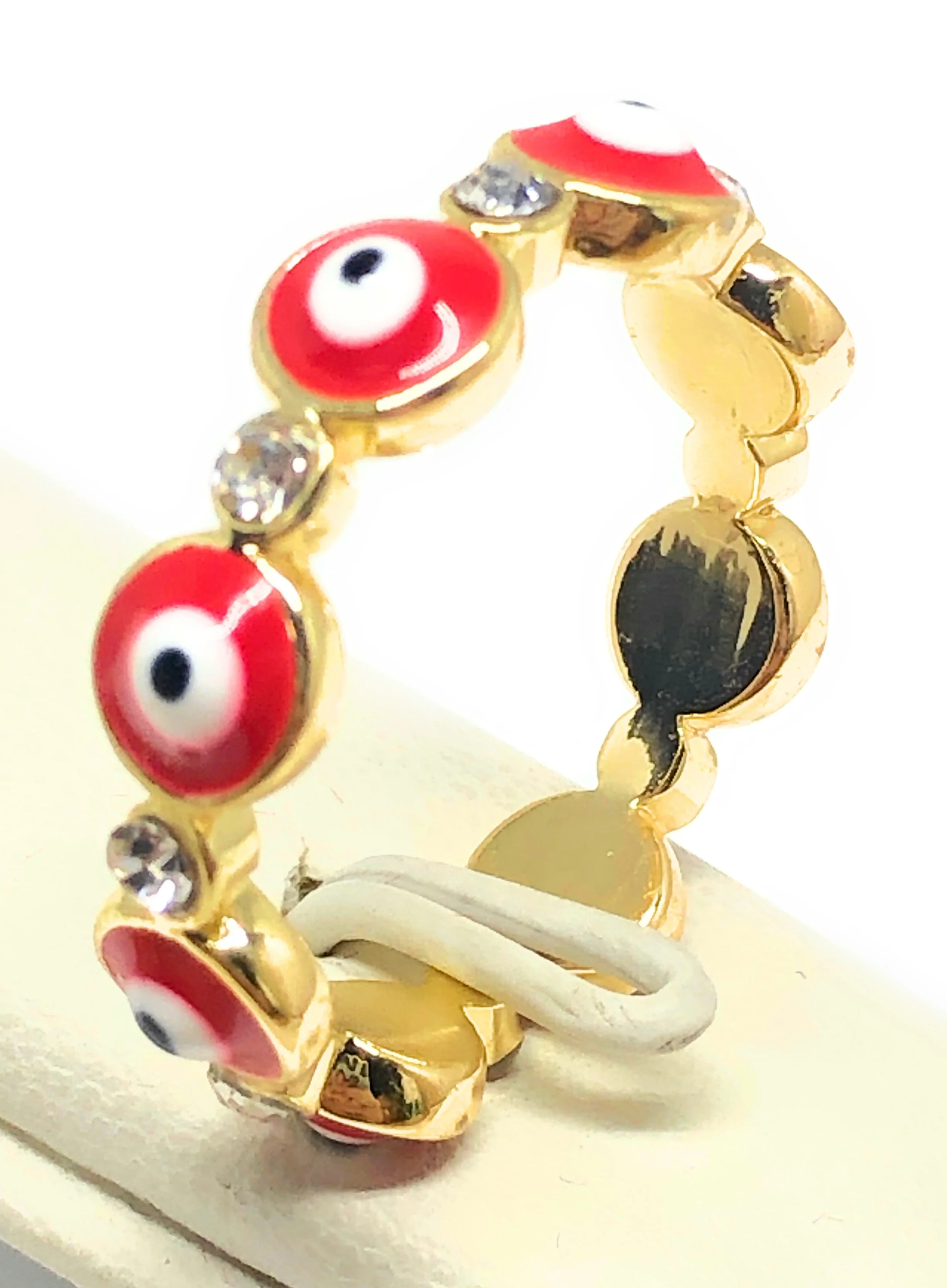 Gold Plated Evil Eye RED Band Ring Anillo - Image 3