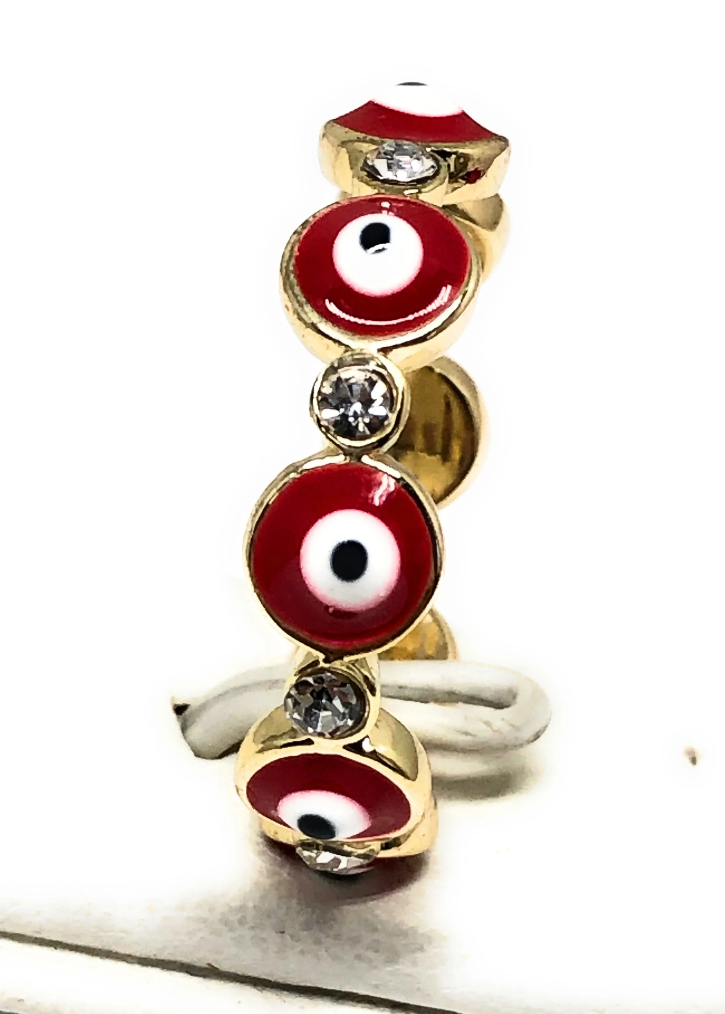 Gold Plated Evil Eye RED Band Ring Anillo - Image 4