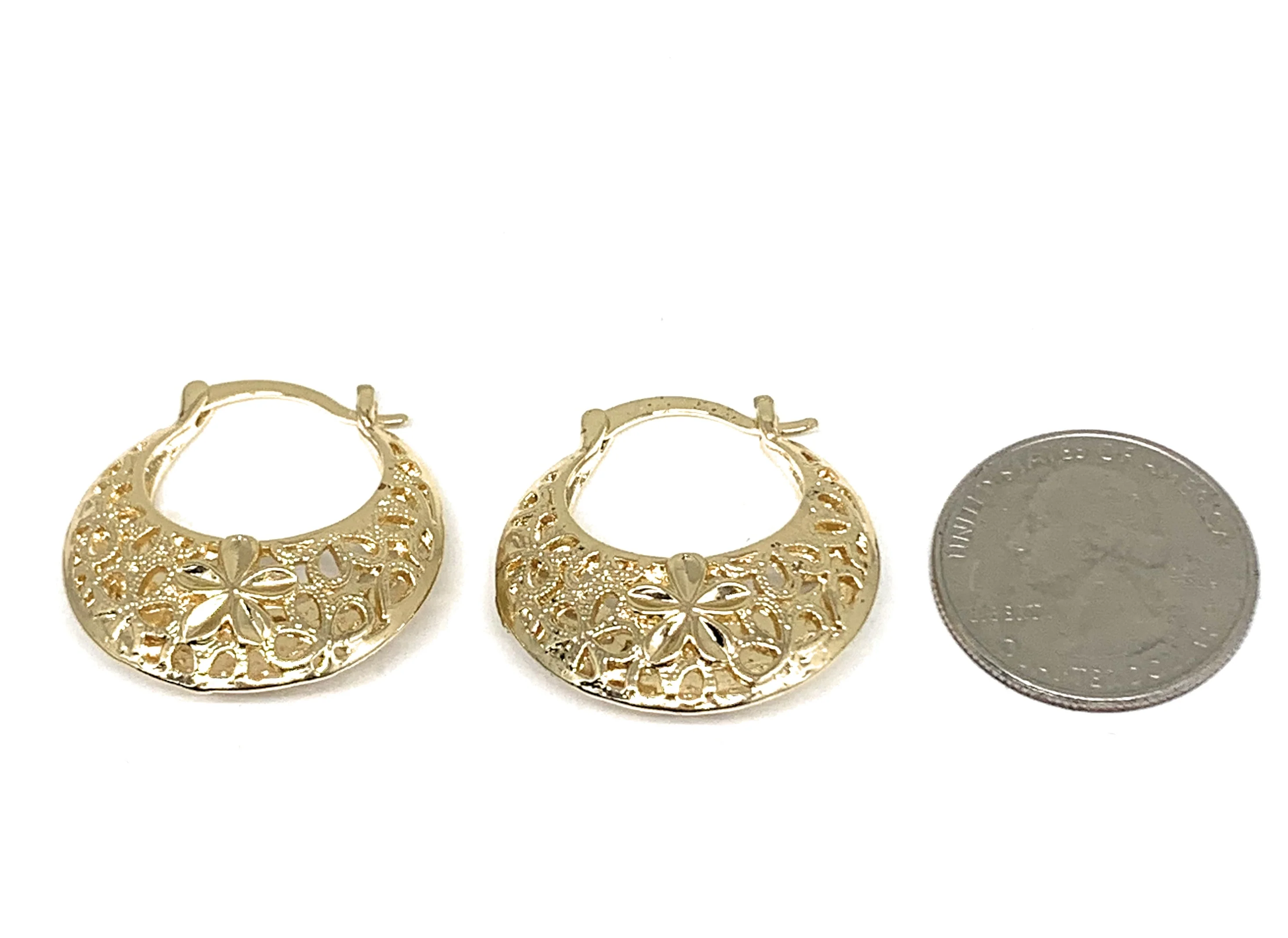 Gold Plated Filigrana Flower Basket Earrings Aretes Canasta Oro laminado - Image 2