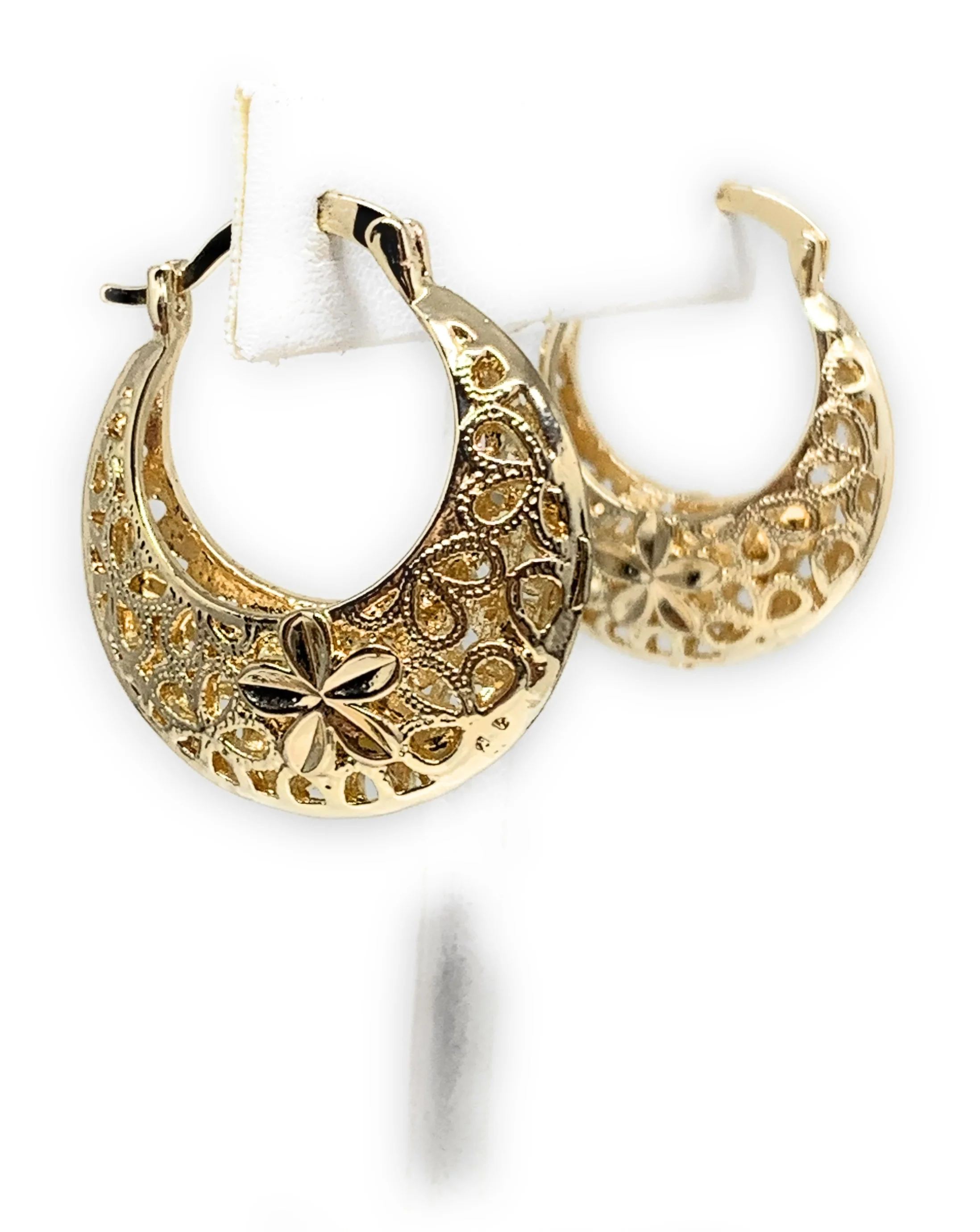 Gold Plated Filigrana Flower Basket Earrings Aretes Canasta Oro laminado - Image 5