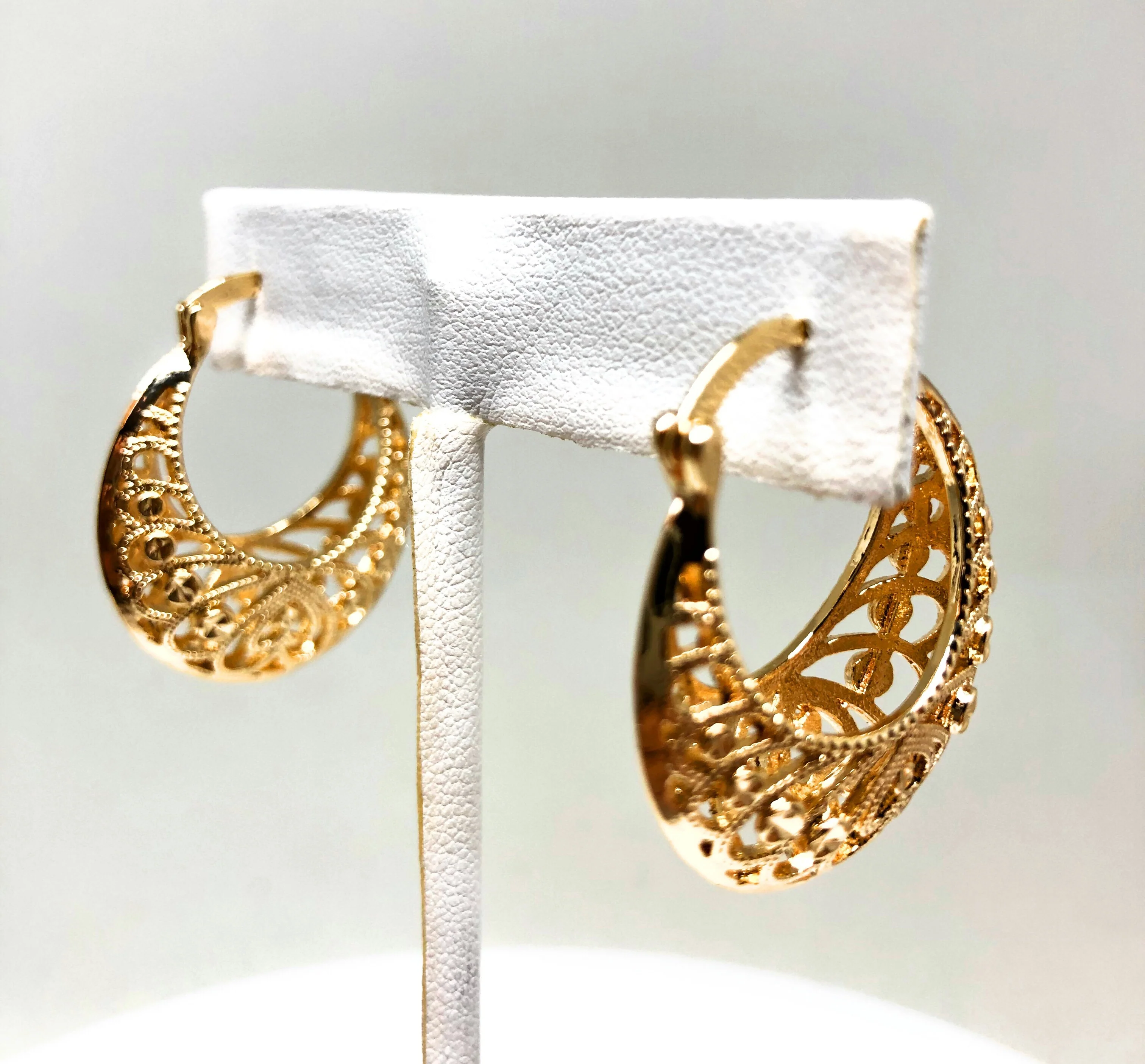 Gold Plated Filigrana Heart Basket Earrings Aretes Canasta Oro laminado - Image 6