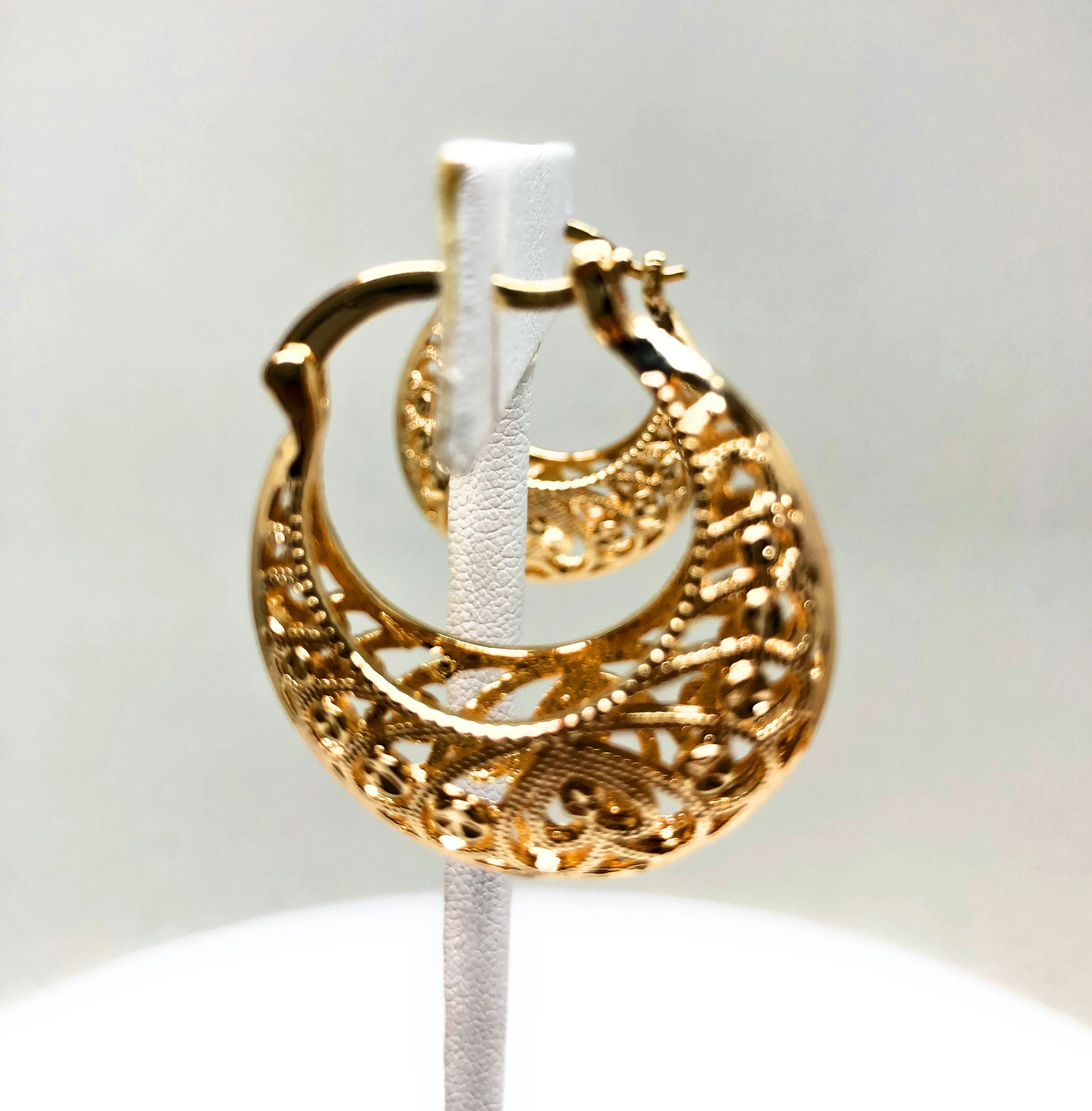 Gold Plated Filigrana Heart Basket Earrings Aretes Canasta Oro laminado - Image 7
