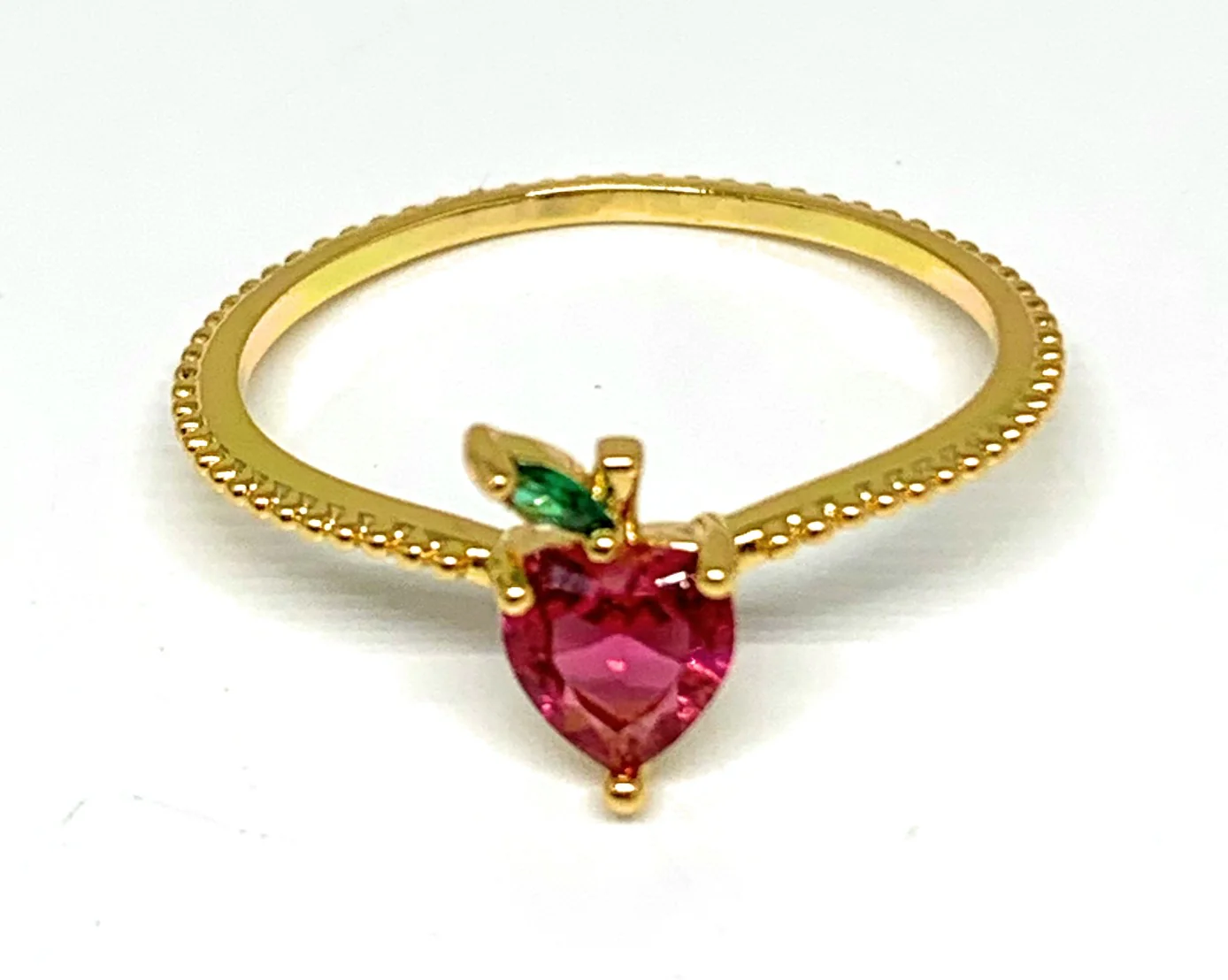 Gold Plated FRUITS CZ Band Ring Anillo (APPLE, GRAPE, PEACH, CHERRIES, STRAWBERRY) - Image 3