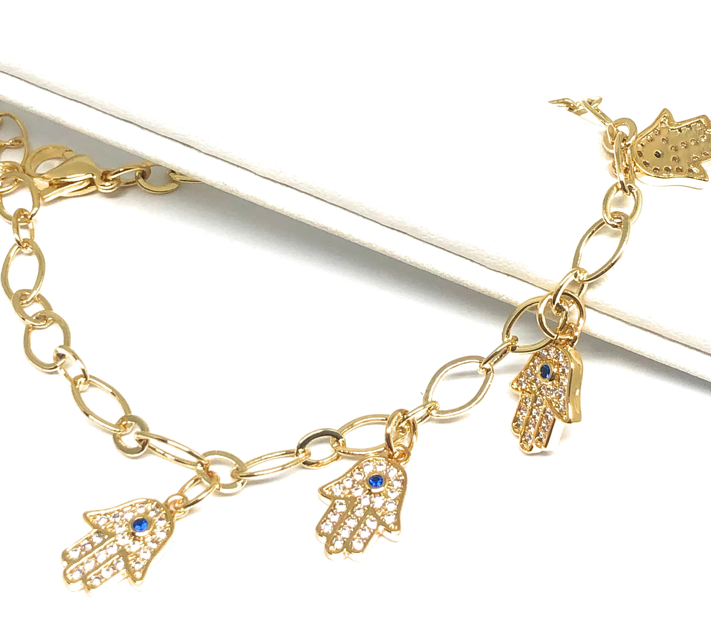 Gold Plated Hamsa Hands Protection Bracelet 8-10” - Image 2
