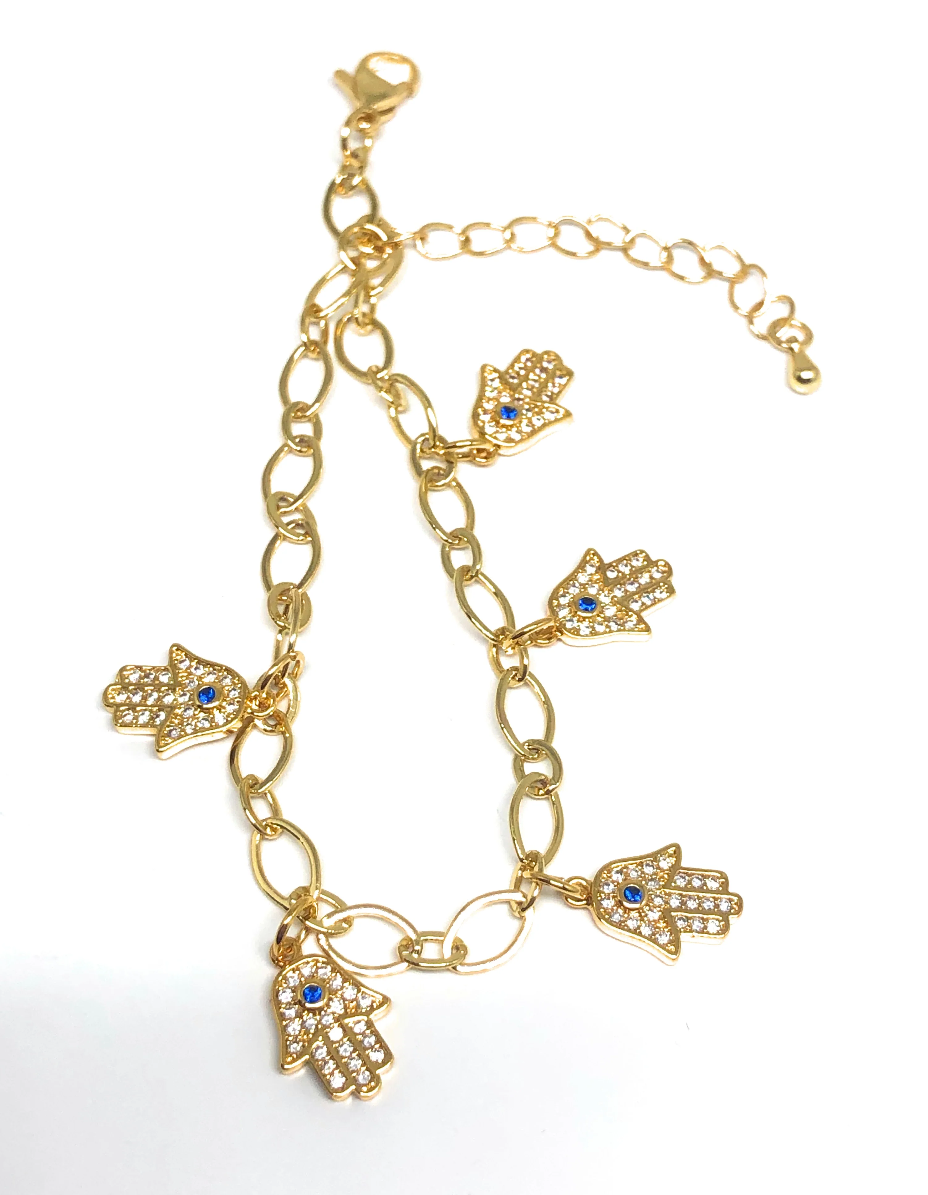 Gold Plated Hamsa Hands Protection Ankle Bracelet 8-11” - Image 3