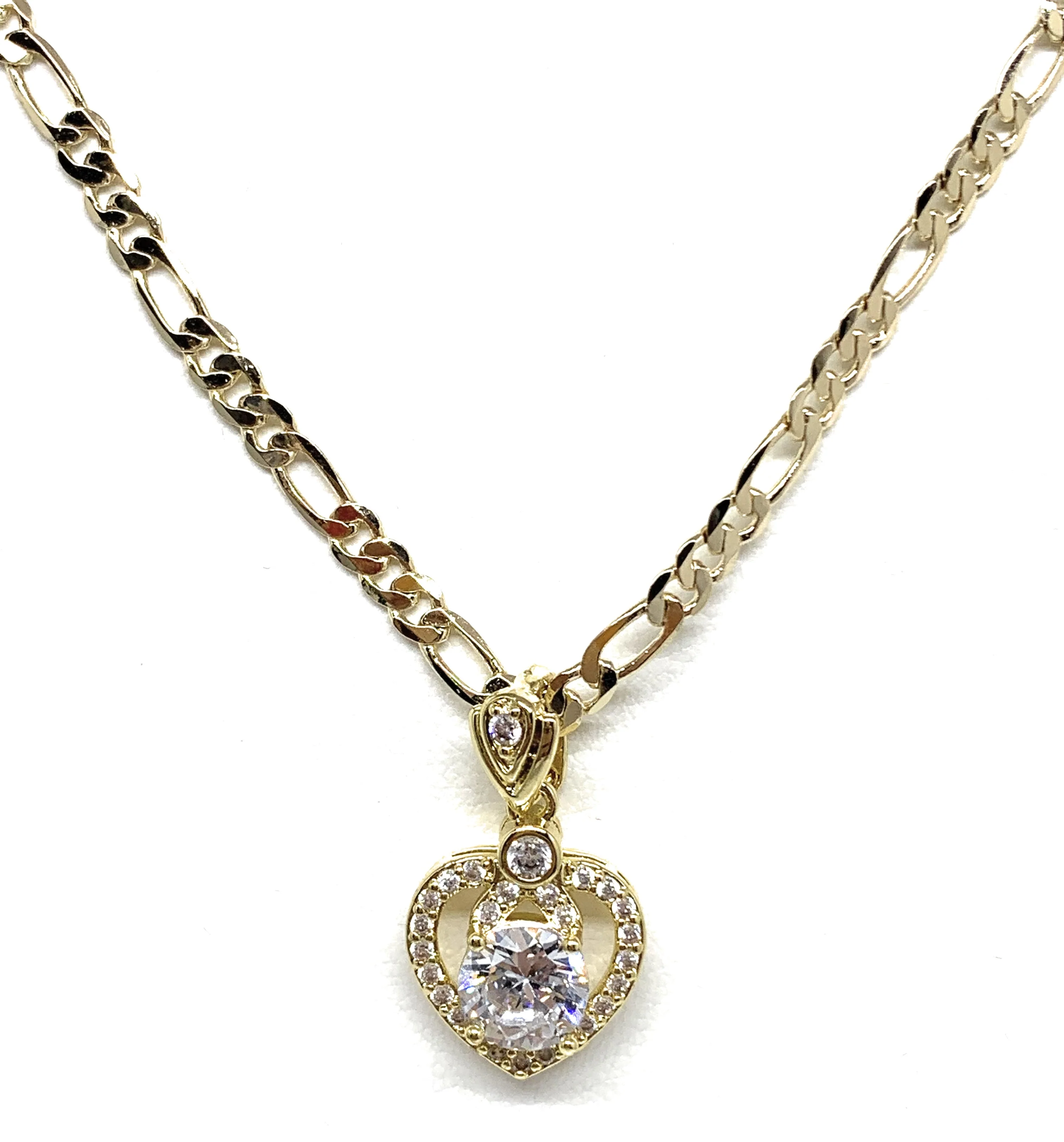 Gold Plated Heart Cubic Zirconia Pendant Necklace Chain 24” - Image 3