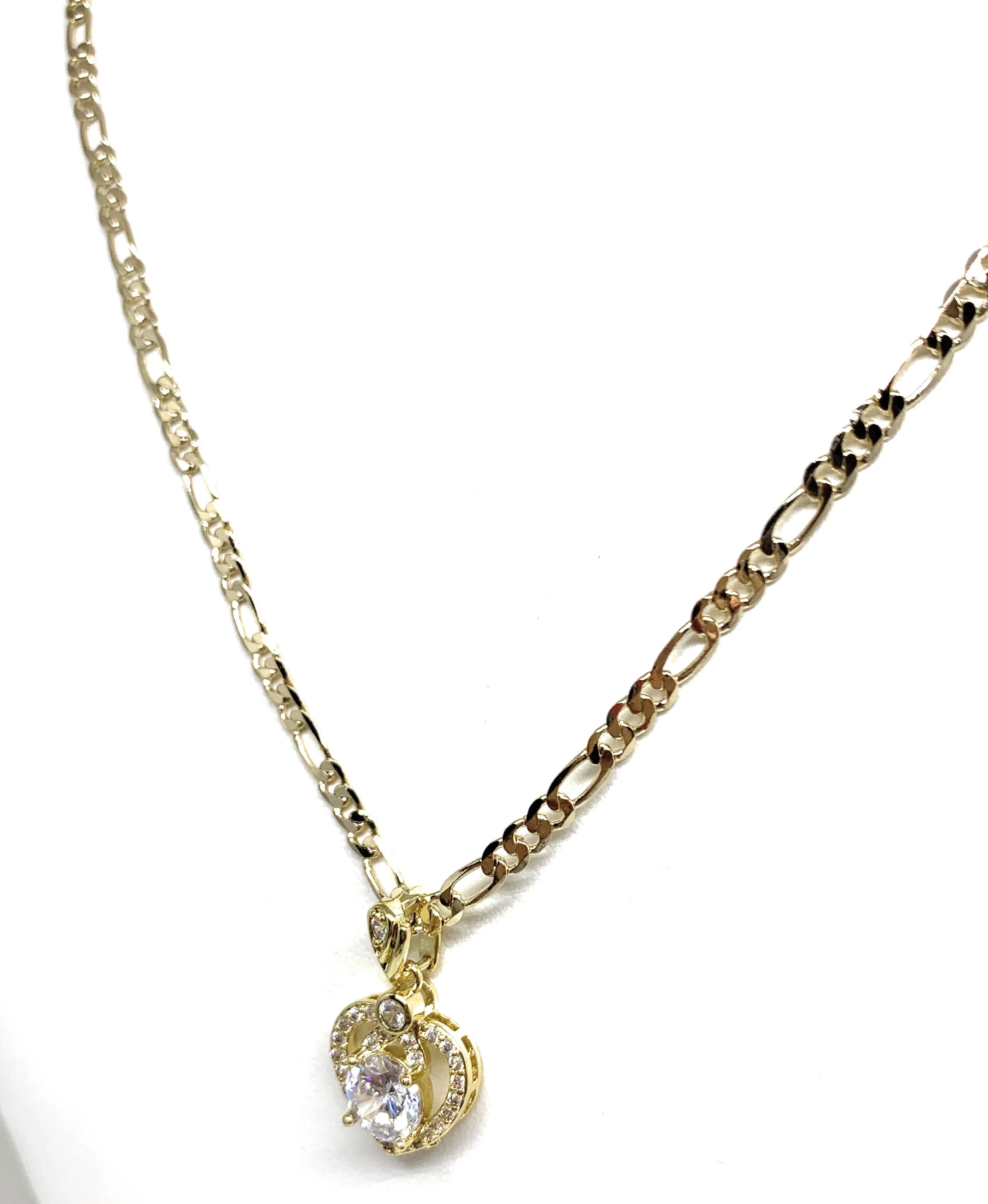Gold Plated Heart Cubic Zirconia Pendant Necklace Chain 24” - Image 4