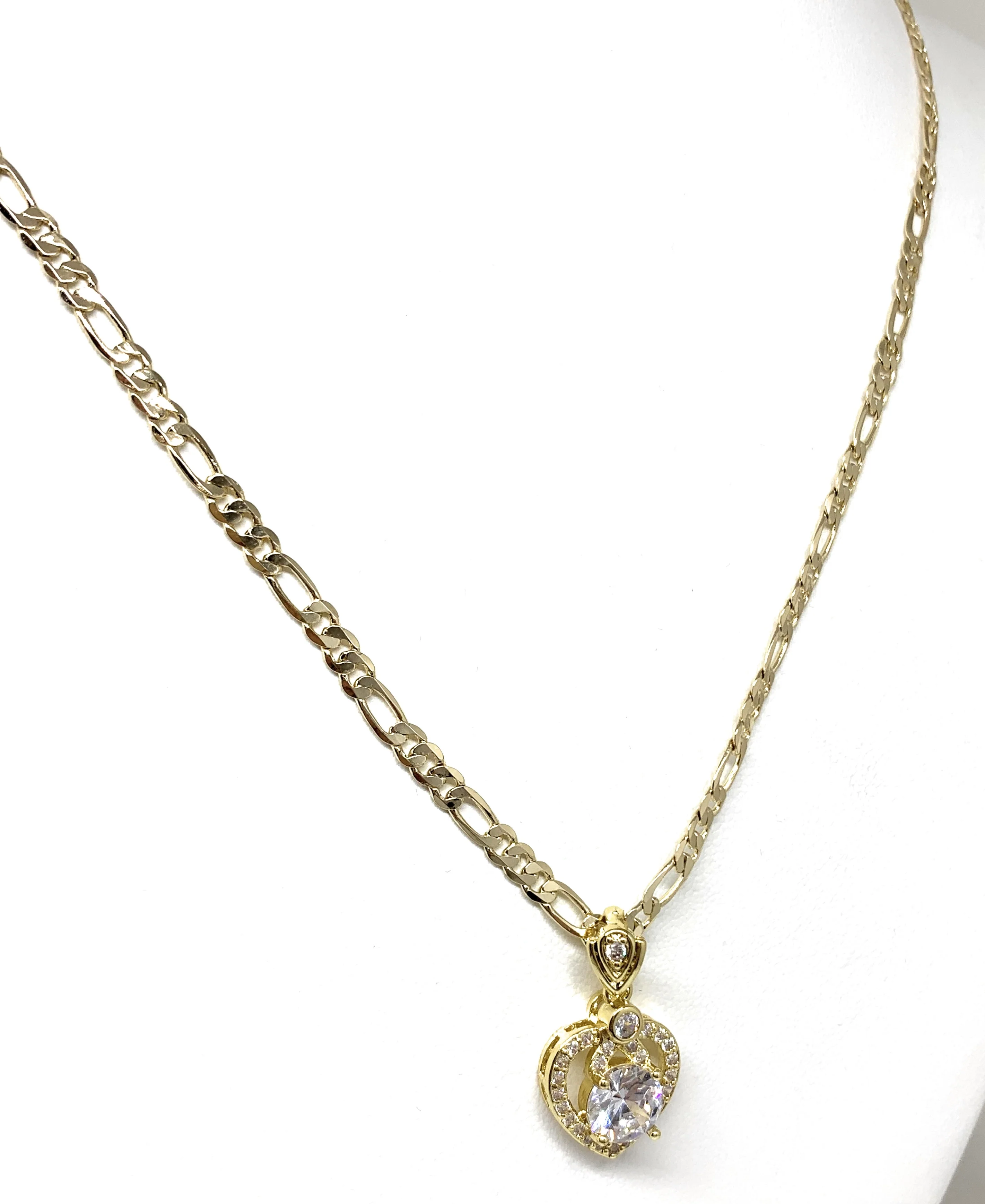 Gold Plated Heart Cubic Zirconia Pendant Necklace Chain 24” - Image 5
