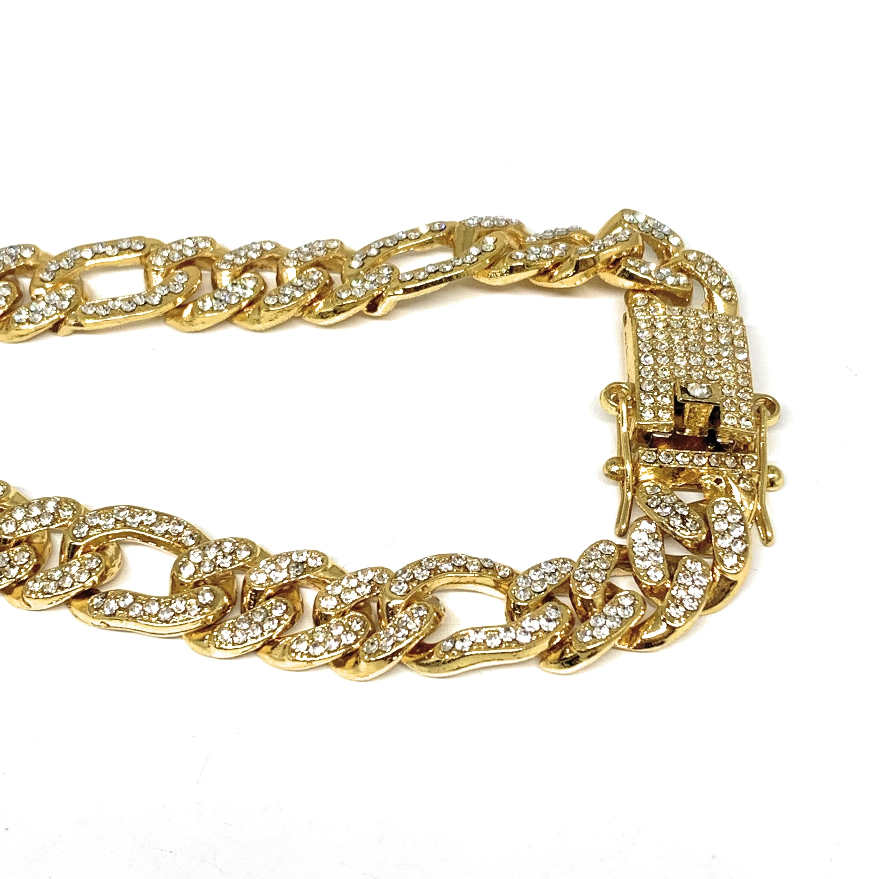 Gold Plated ICED OUT FIGARO CZ CHAIN 18-28" 14mm - Image 4