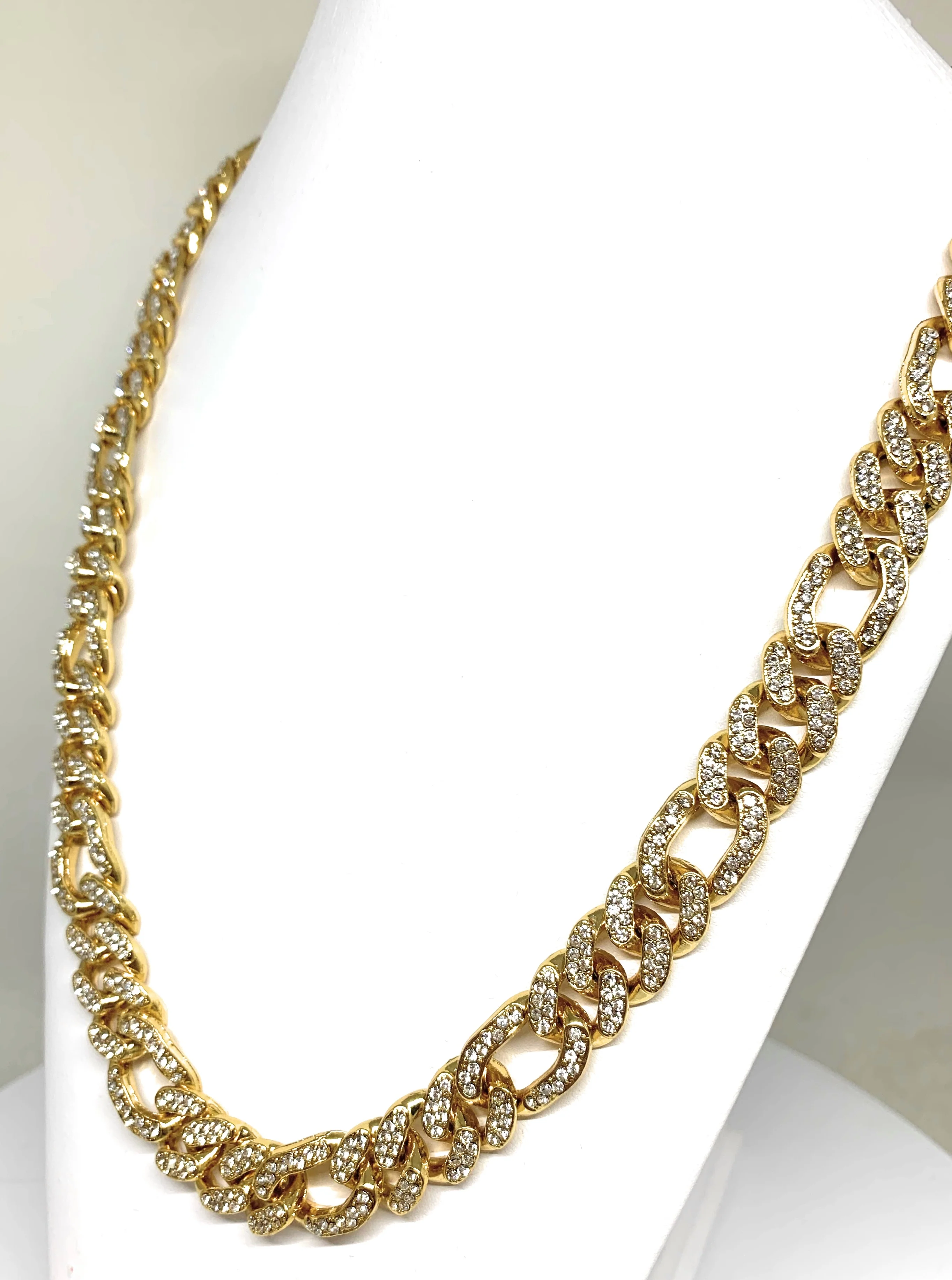 Gold Plated ICED OUT FIGARO CZ CHAIN 18-28" 14mm - Image 7