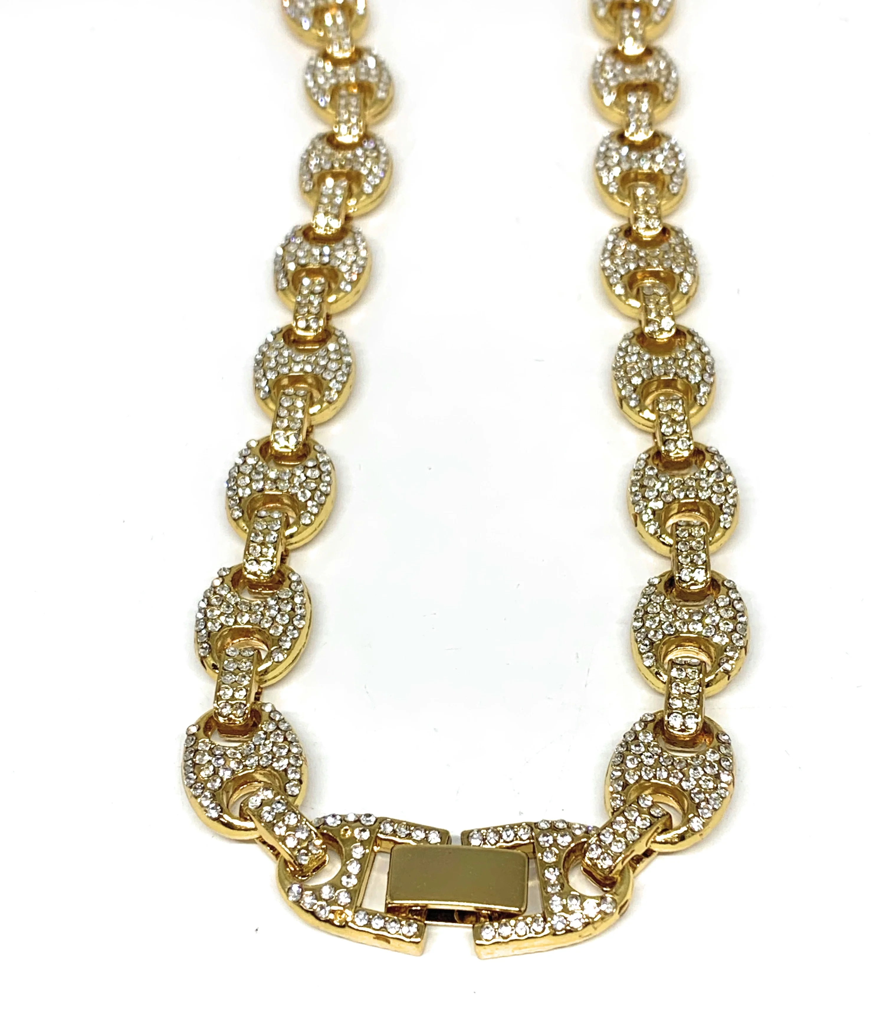 Gold Plated ICED OUT MARINER CZ CHAIN 18-28" 13mm - Image 2