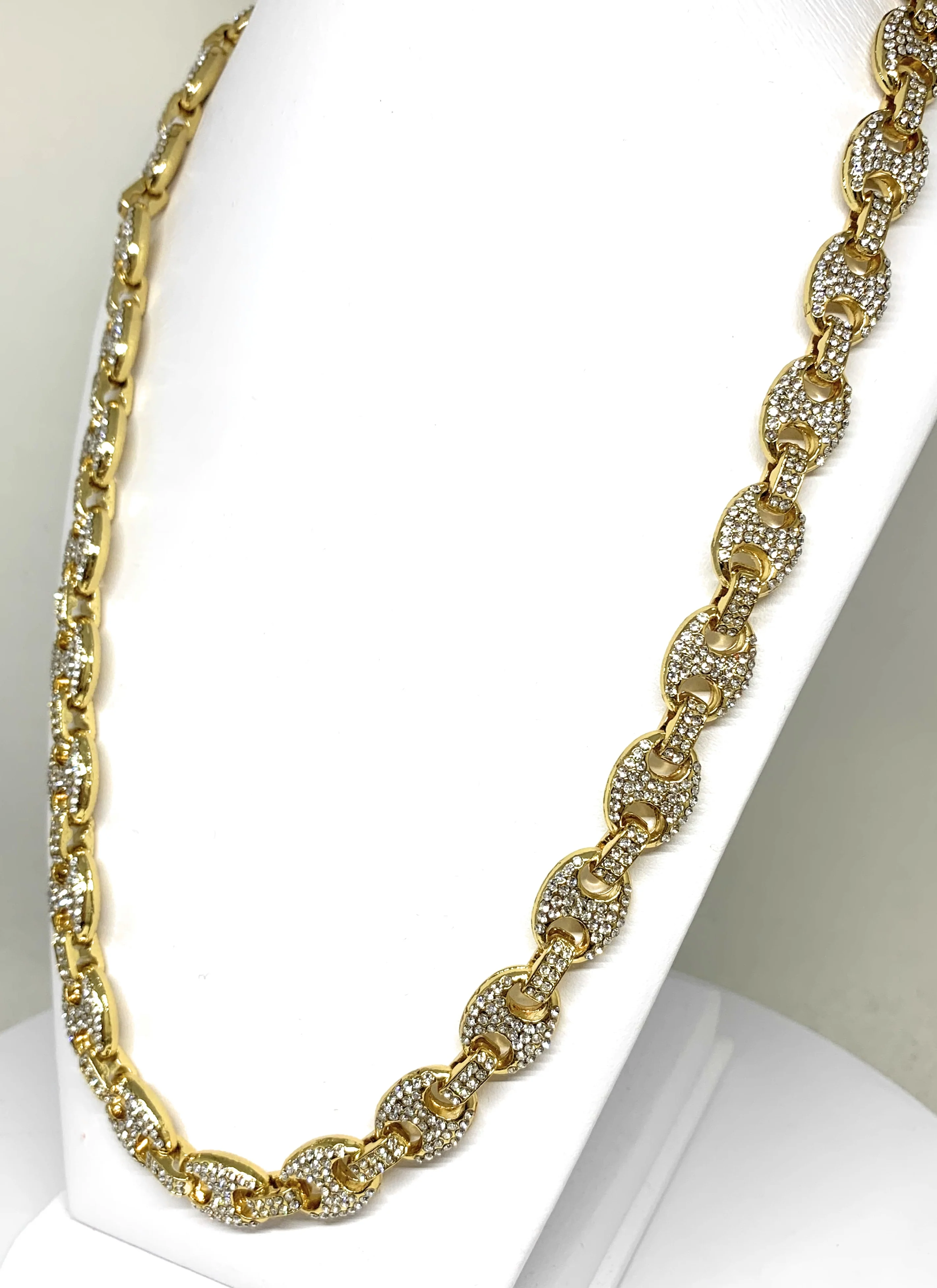 Gold Plated ICED OUT MARINER CZ CHAIN 18-28" 13mm - Image 3