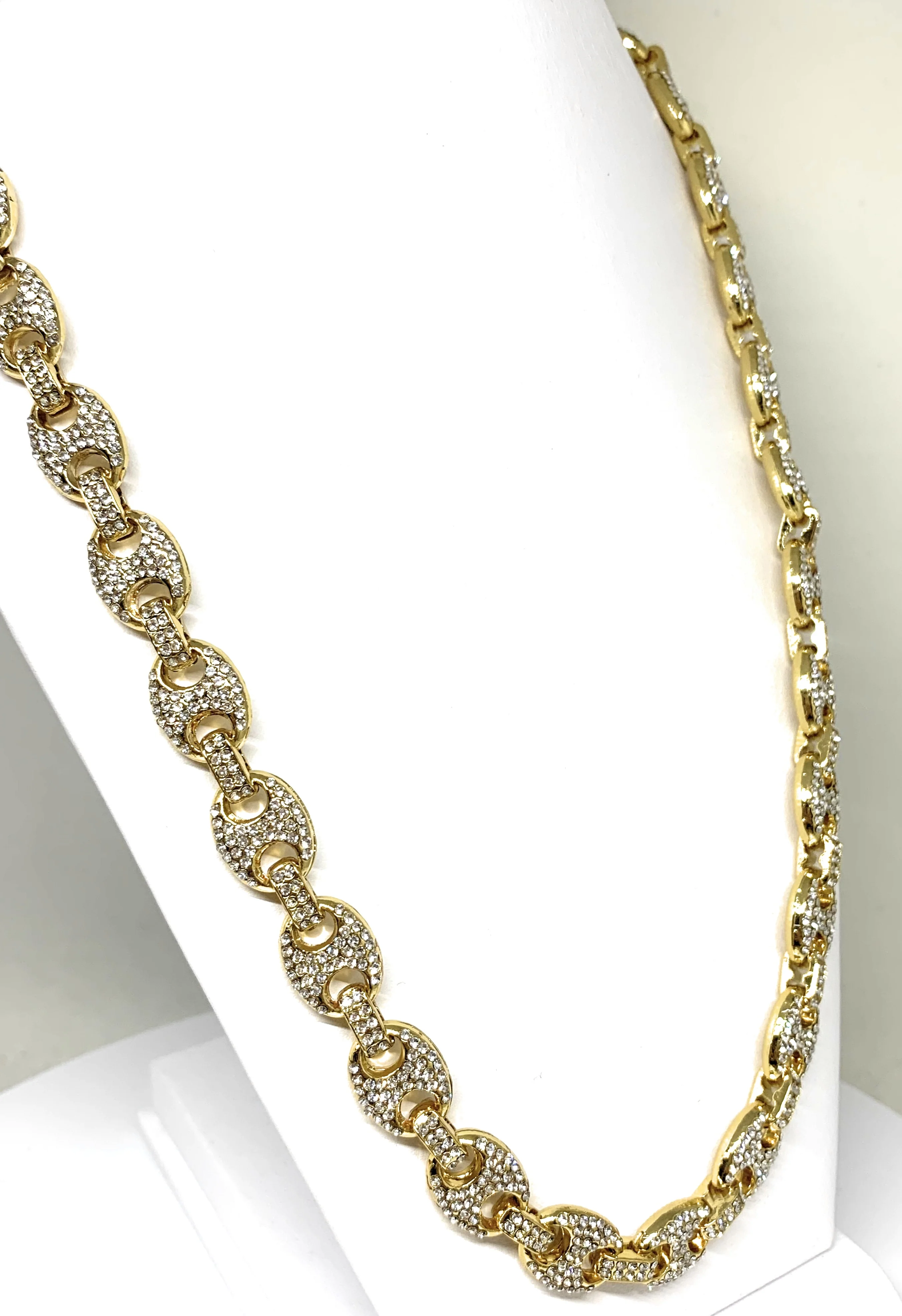 Gold Plated ICED OUT MARINER CZ CHAIN 18-28" 13mm - Image 4
