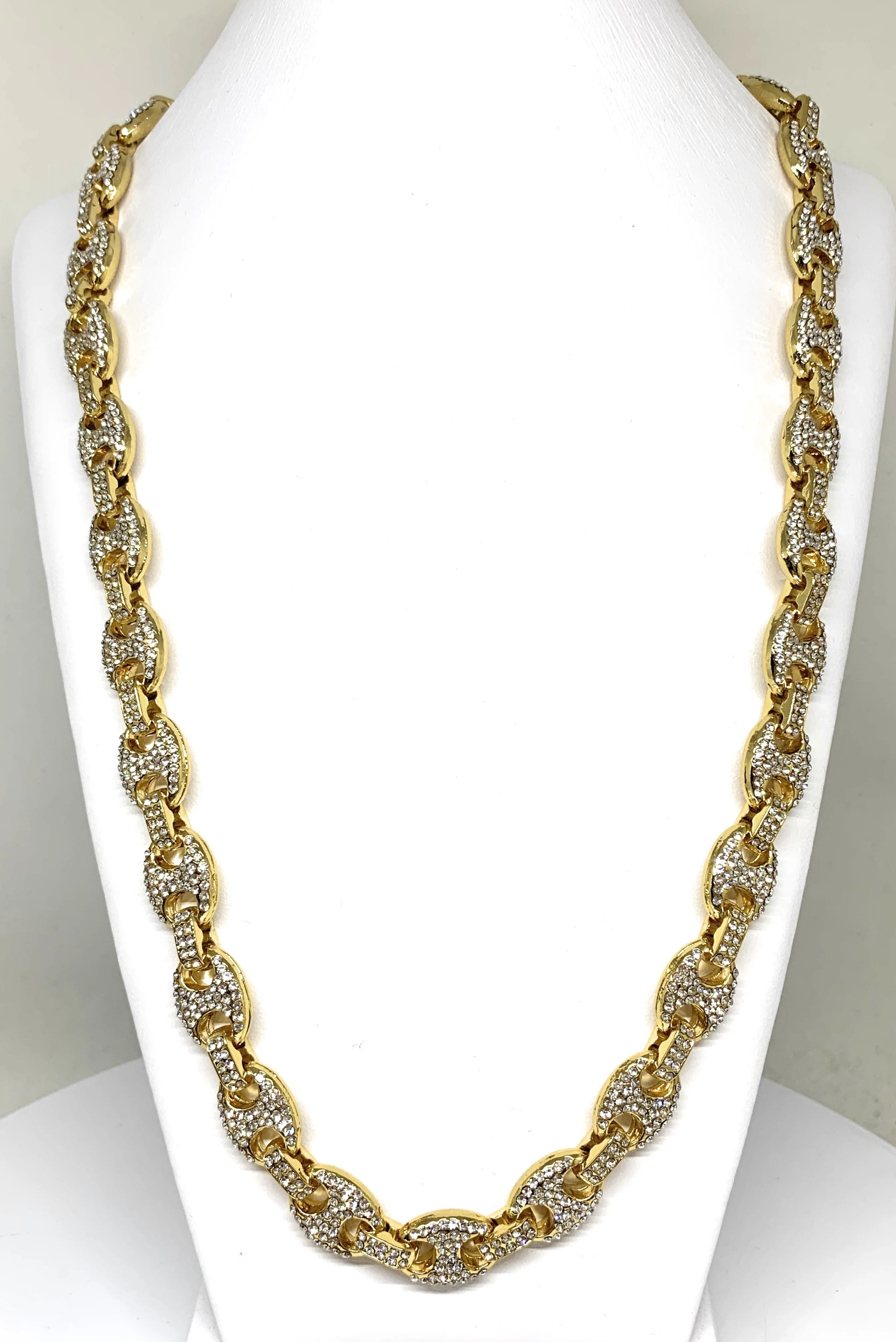 Gold Plated ICED OUT MARINER CZ CHAIN 18-28" 13mm - Image 5