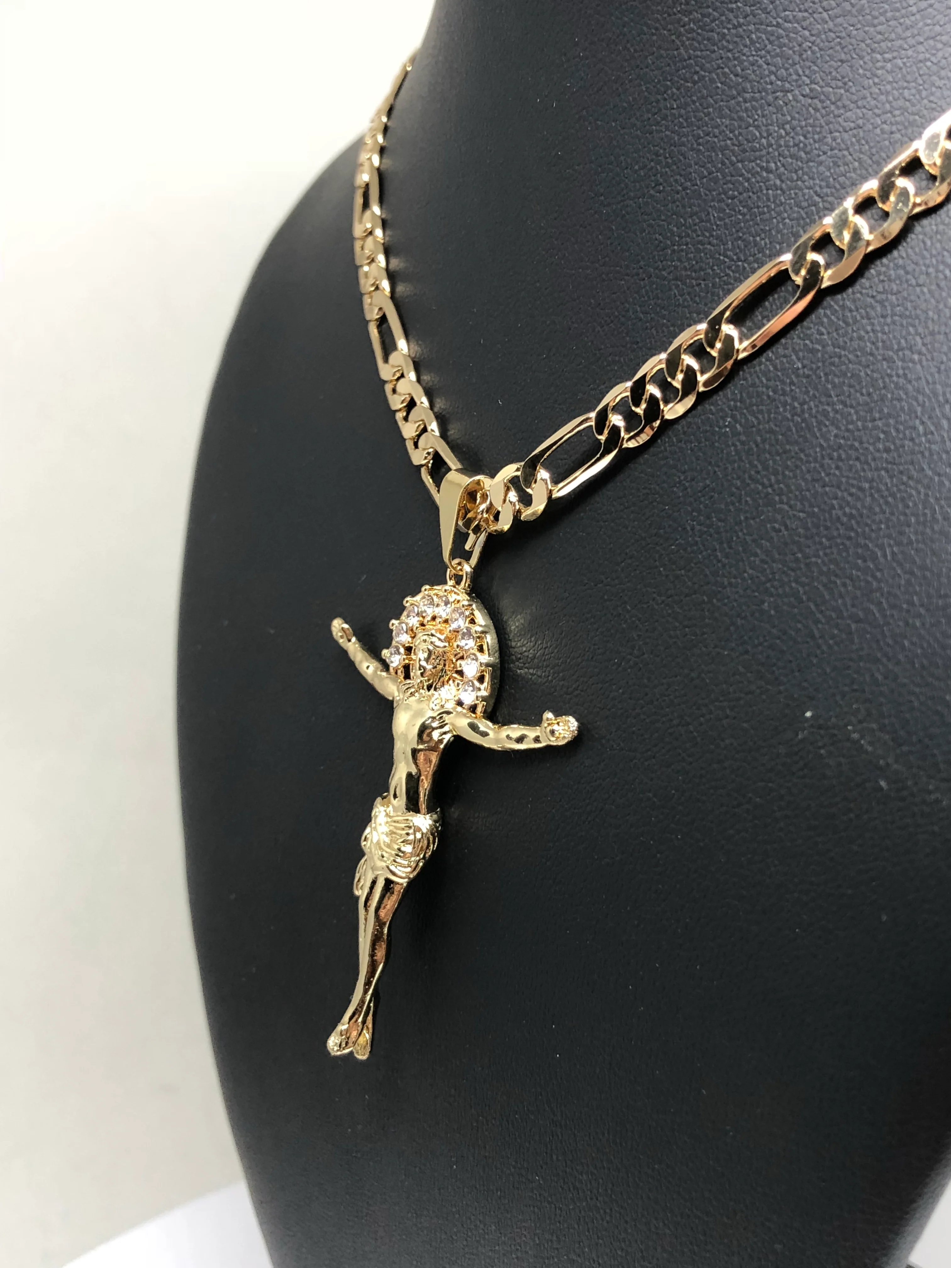 Gold Plated Jesus Christ Cross Pendant Necklace Chain Jesus Cristo Medalla 26” - Image 12