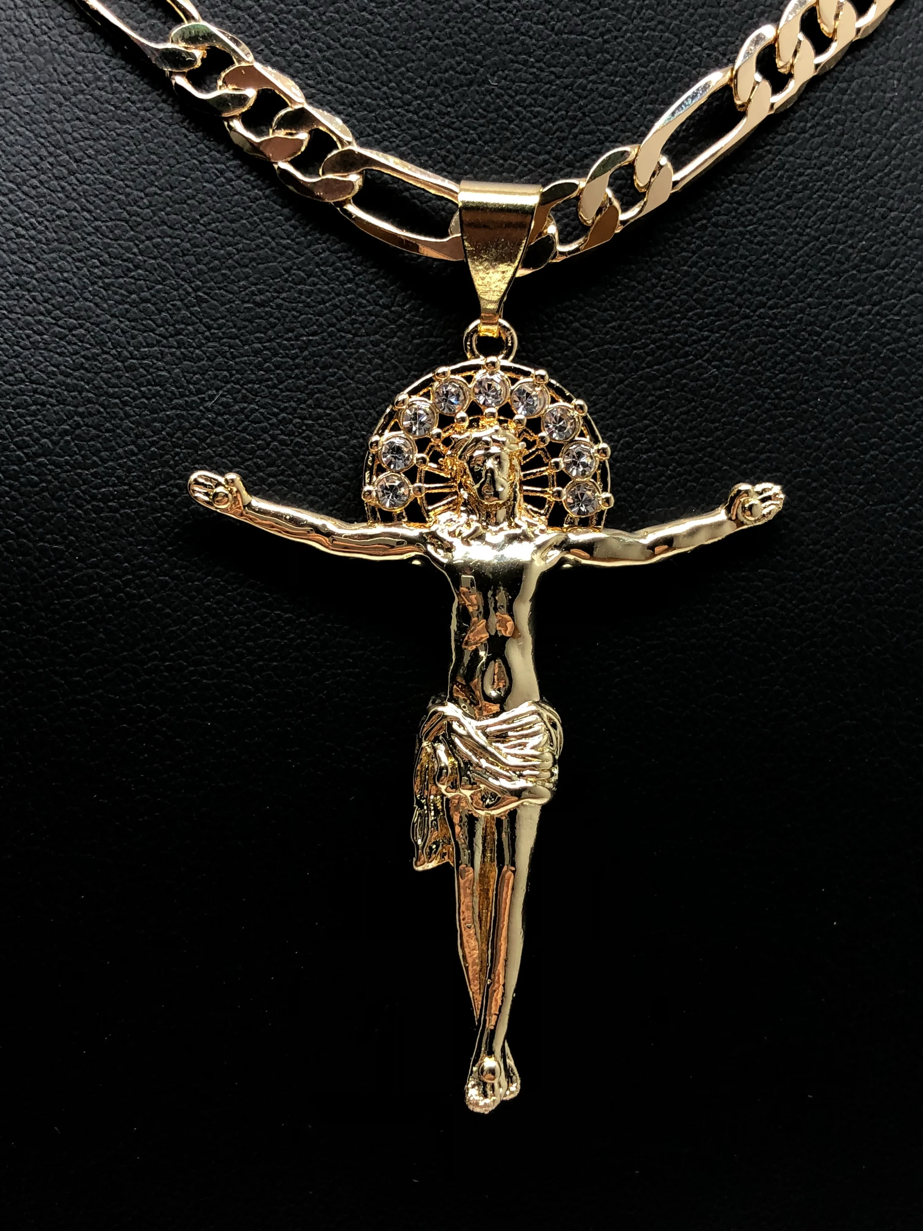 Gold Plated Jesus Christ Cross Pendant Necklace Chain Jesus Cristo Medalla 26” - Image 6