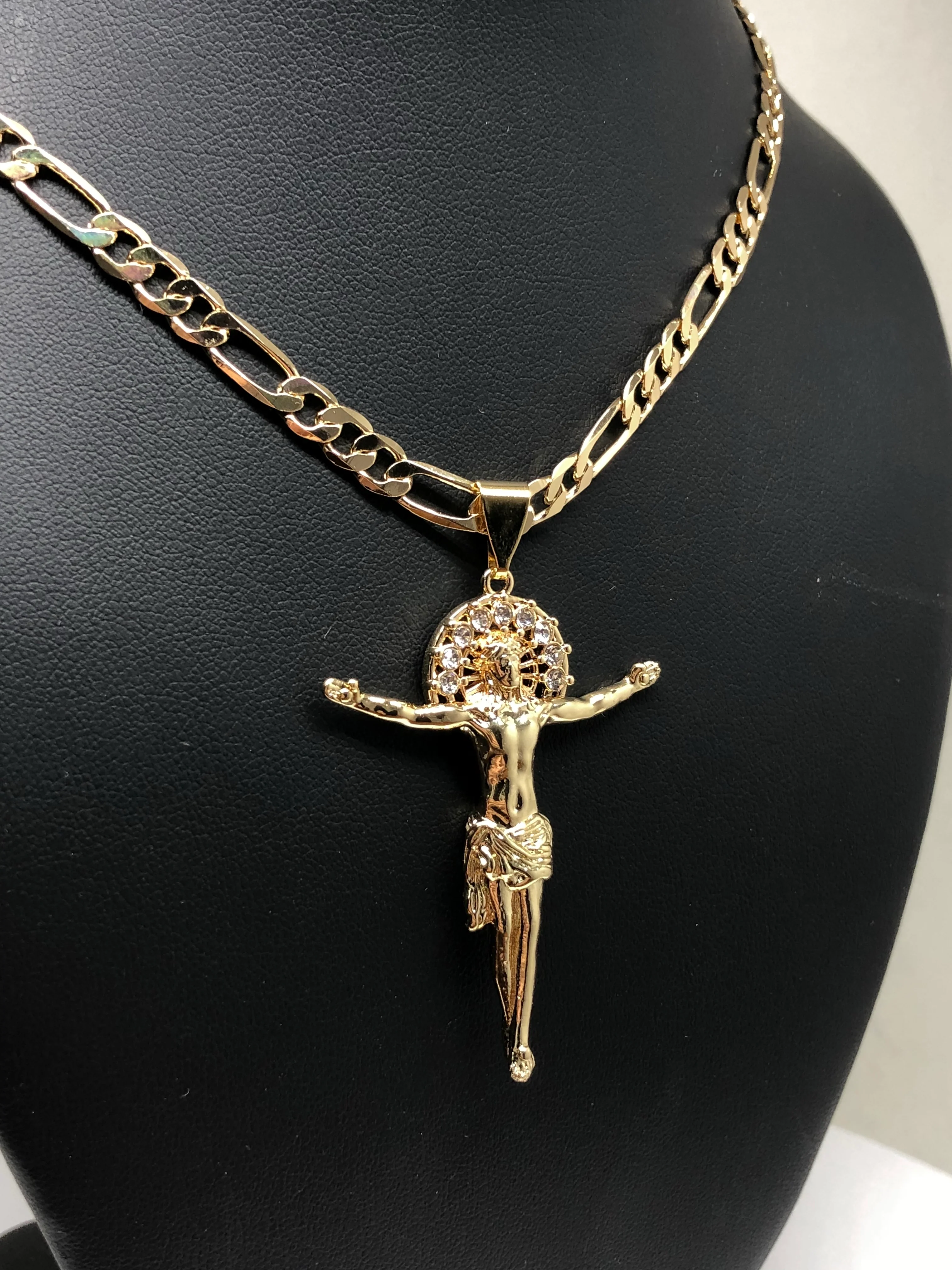 Gold Plated Jesus Christ Cross Pendant Necklace Chain Jesus Cristo Medalla 26” - Image 8