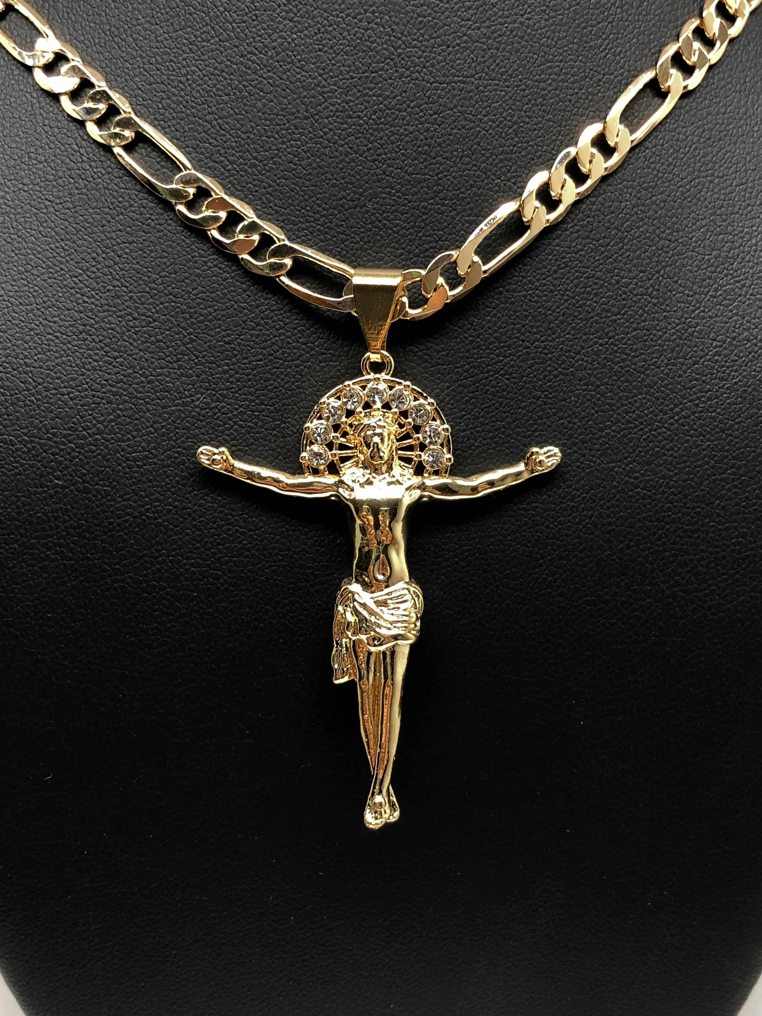 Gold Plated Jesus Christ Cross Pendant Necklace Chain Jesus Cristo Medalla 26” - Image 9