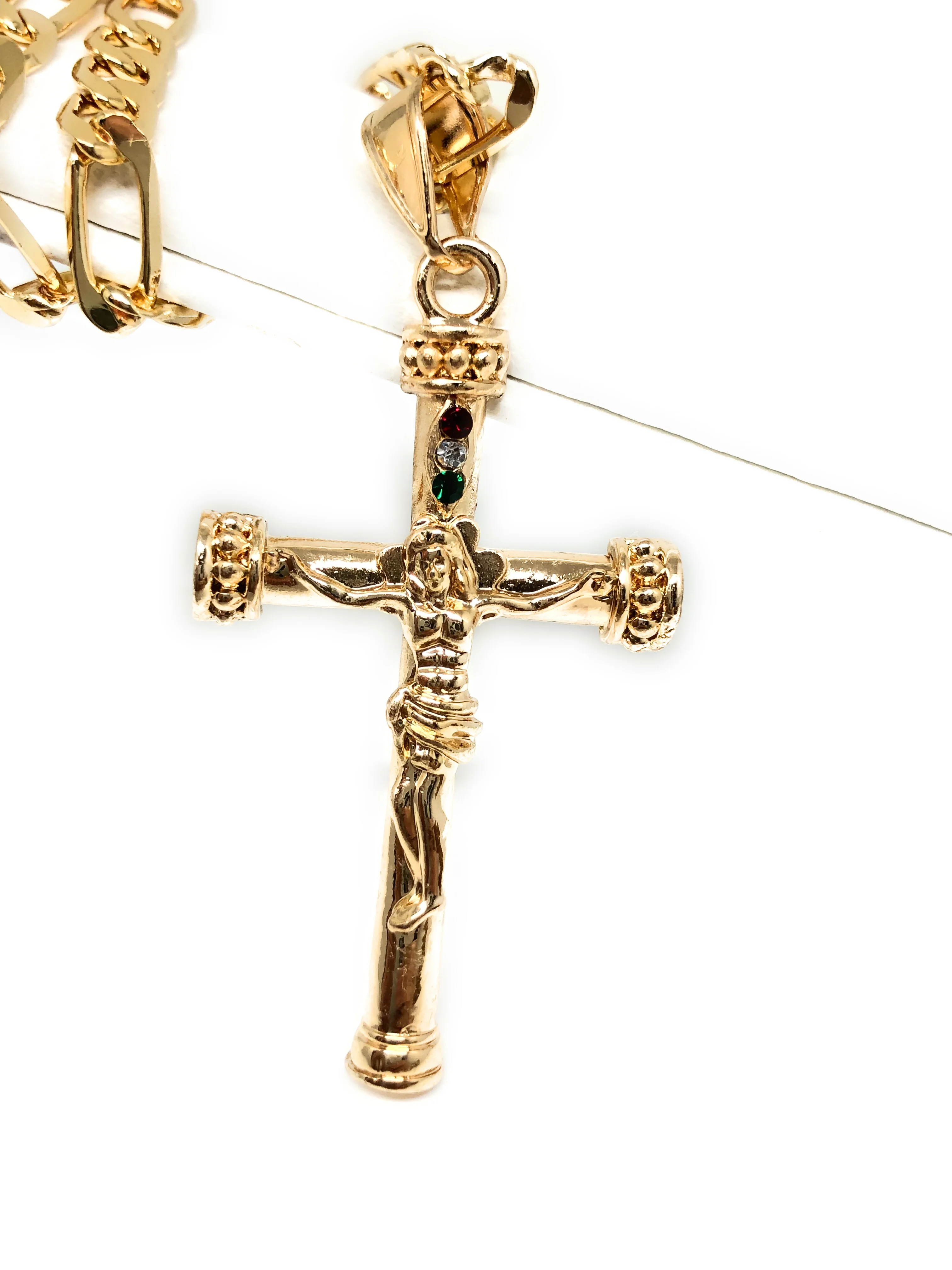 Gold Plated Jesus Cross Crucifix 26" Chain / Jesus Cruz Crucifijo Cadena Oro Lamindo 26" - Image 3