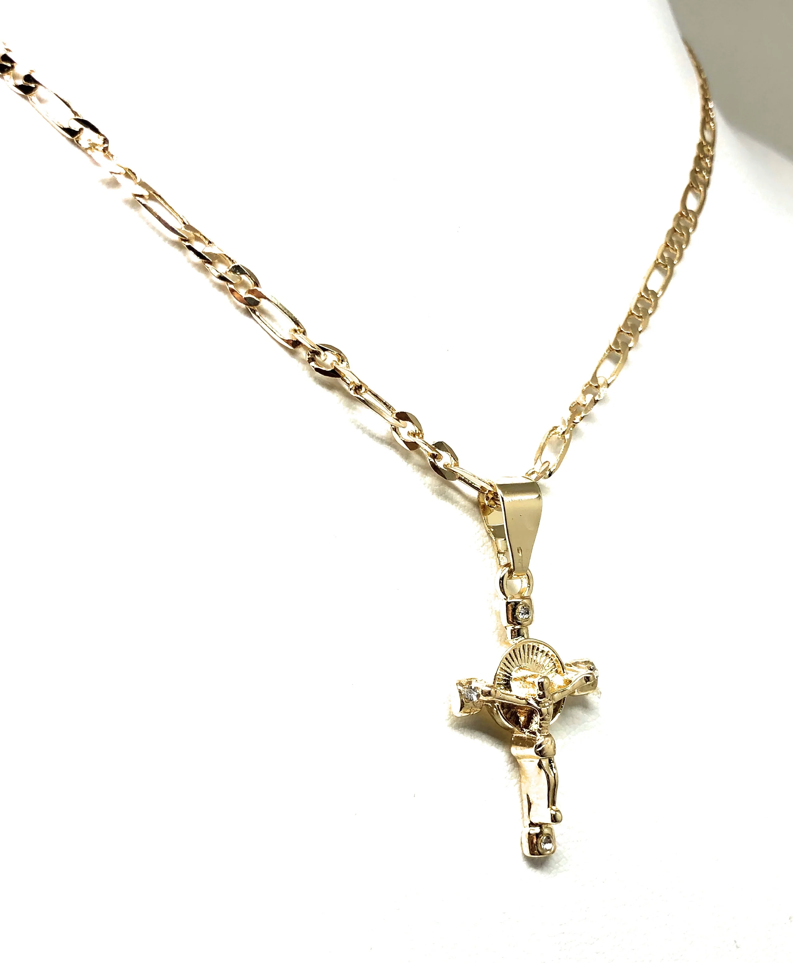 Gold Plated Kids Cross Jesus Crucifix 18" Chain Para Ninos - Image 4