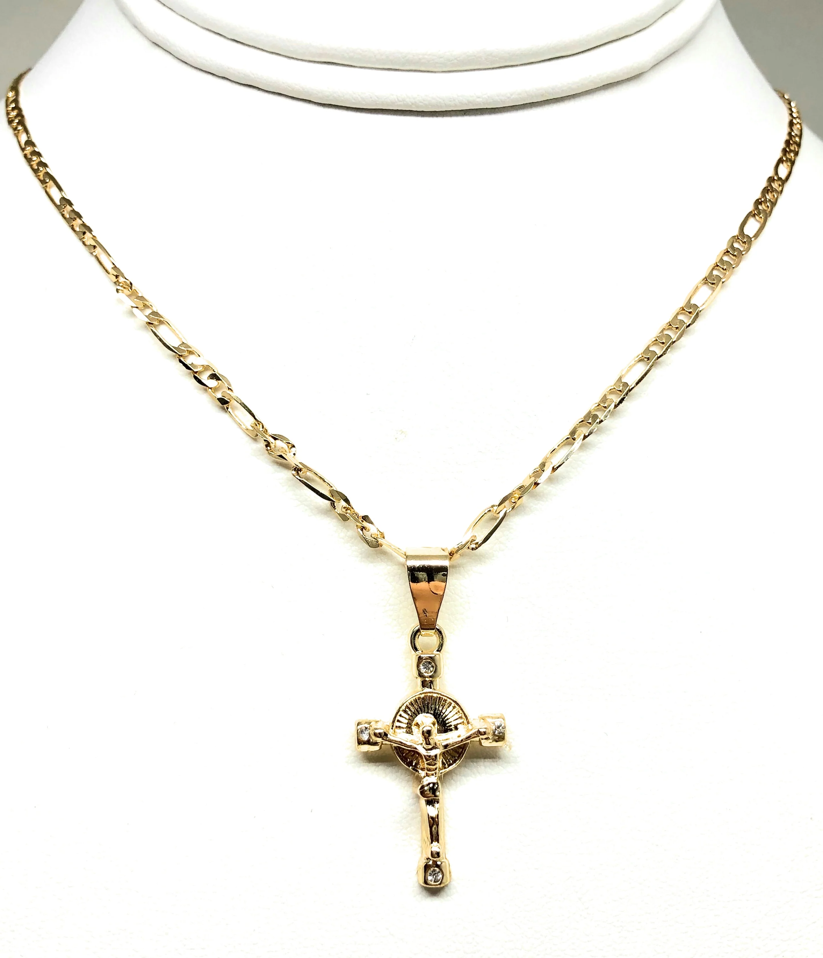 Gold Plated Kids Cross Jesus Crucifix 18" Chain Para Ninos - Image 6
